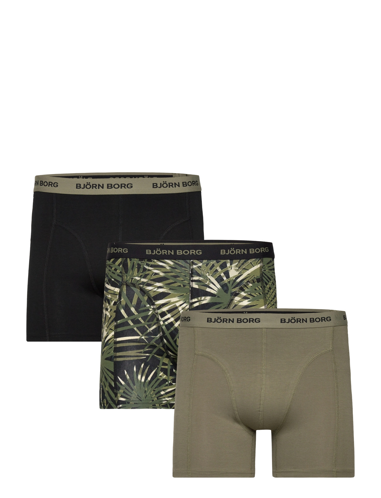 BJÖRN BORG Baumwolle Stretch Boxer 3P Khaki - XL - Herren