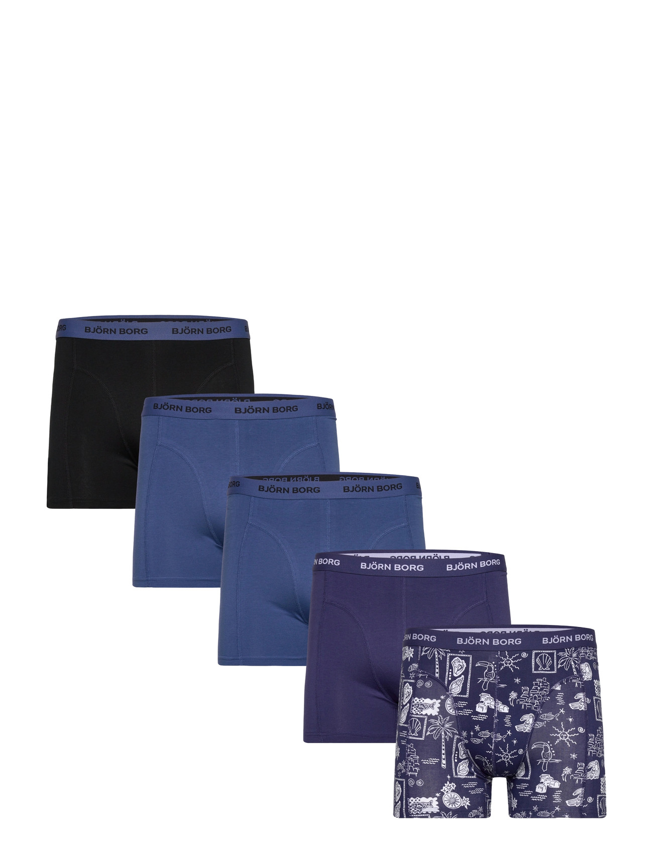 Björn Borg Cotton Stretch Boxer 5P, S, Blue, Undertøj > Boksere, Herre