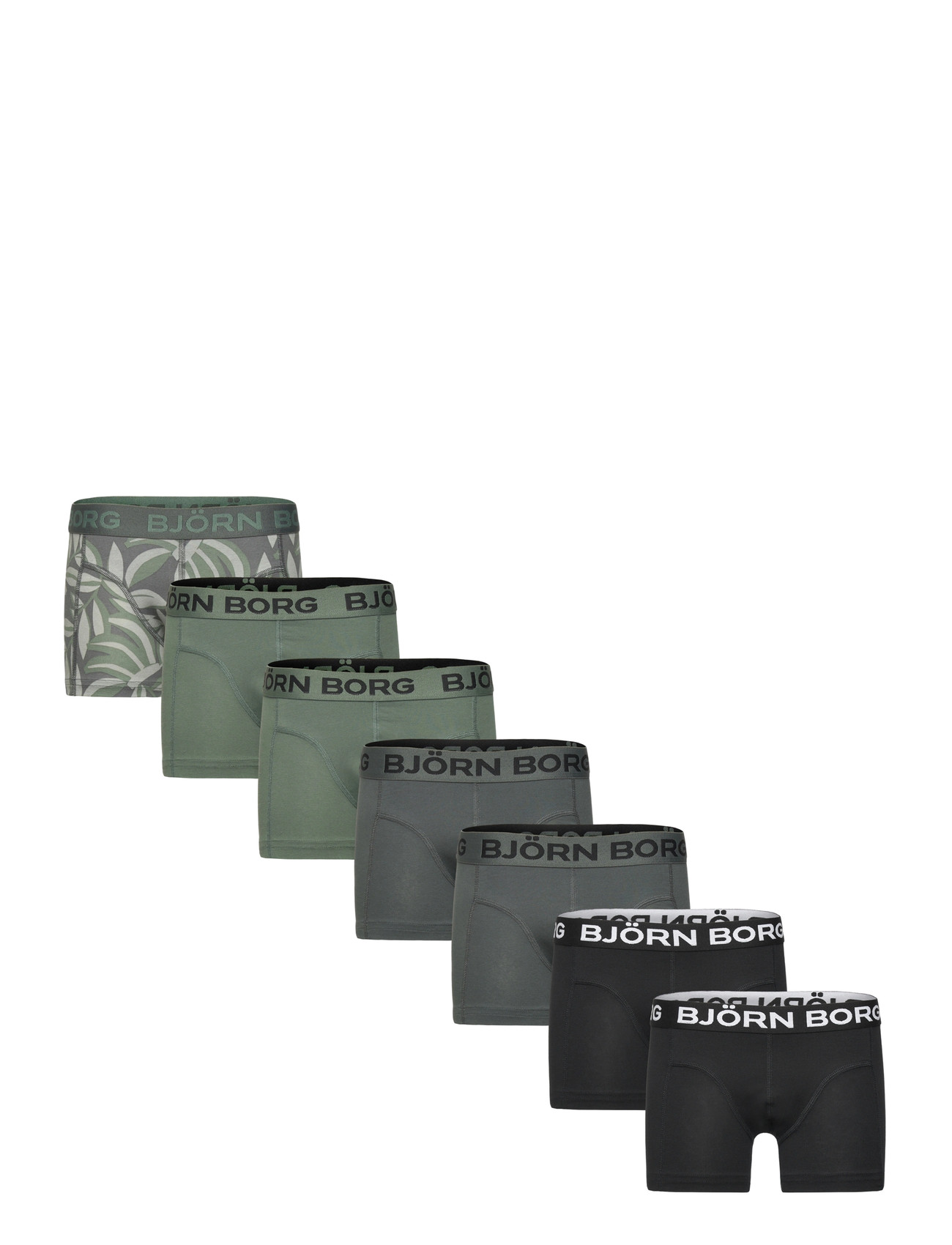 Björn Borg Cotton Stretch Boxer 7P, 170, Green, Undertøj > Underbukser, Børn
