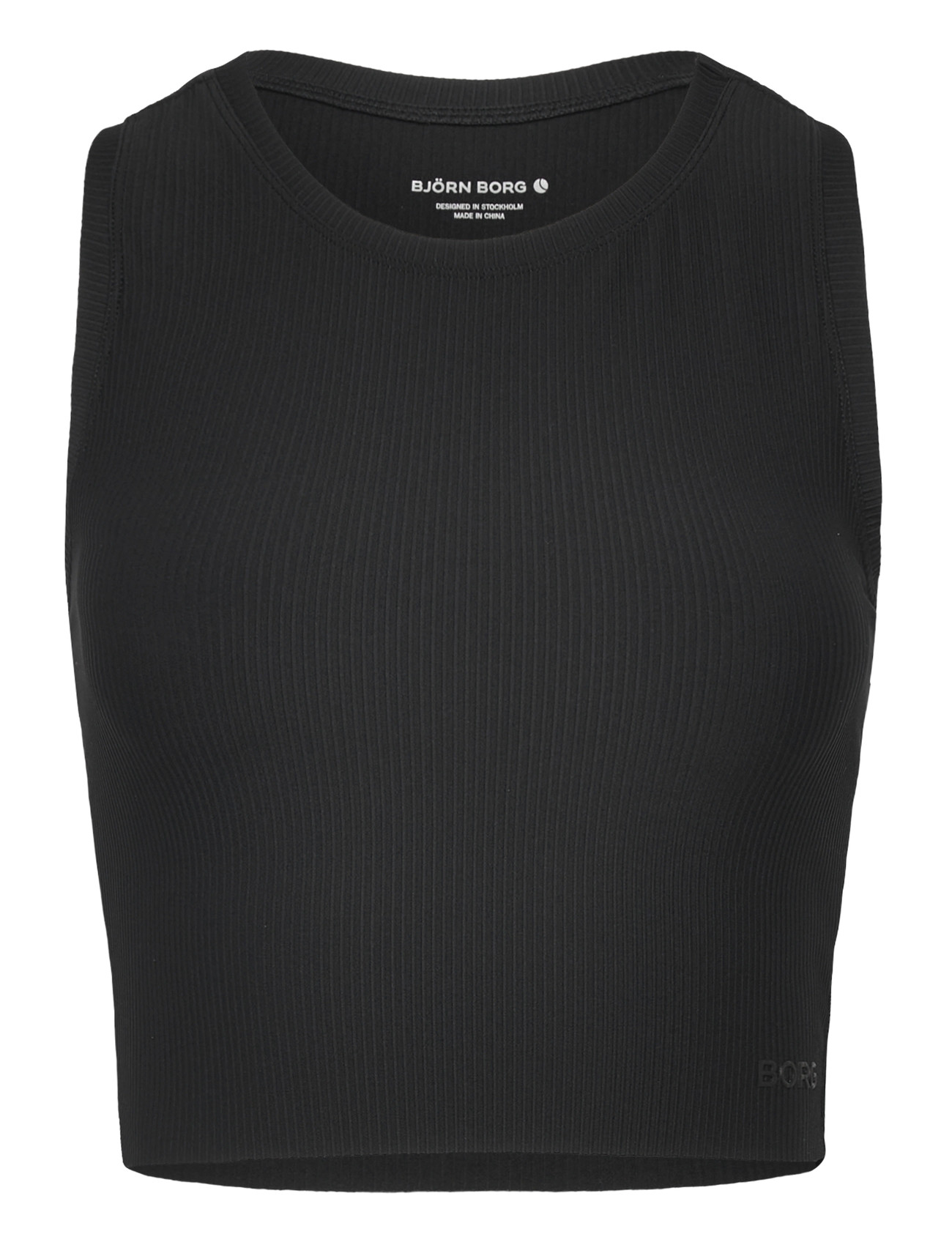 Björn Borg Studio Ribbed Cropped Tank Top, M, Black, Sport Crop Overdele > Sport Sleeveless Crop Overdele, Dame