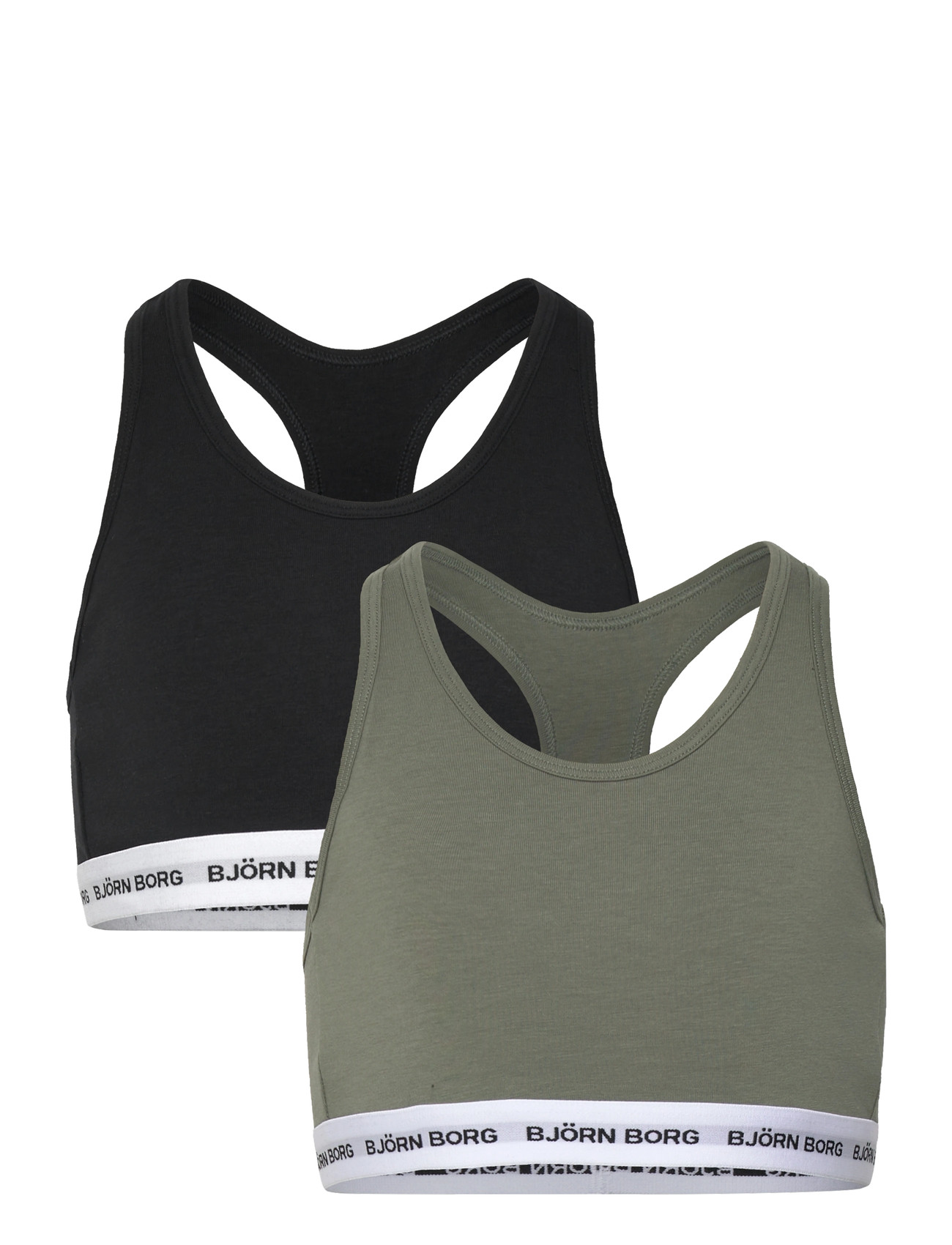 Björn Borg Cotton Stretch Logo Soft Top 2P, 158-164, Khaki green, Undertøj > Toppe, Børn