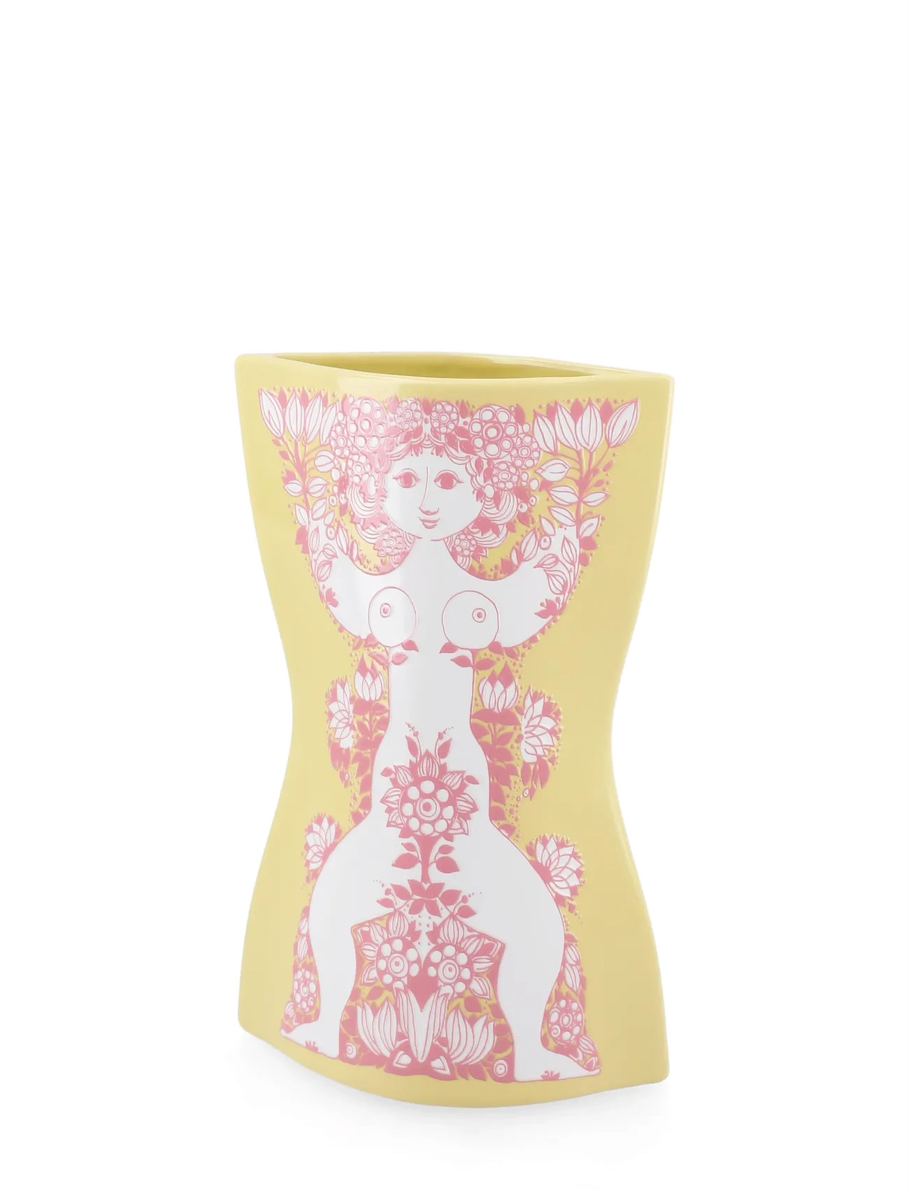 Bjørn Wiinblad Nina Vase H22 cm Gul/Pink, 22 cm, Yellow, Vases > Other Vases, Unisex
