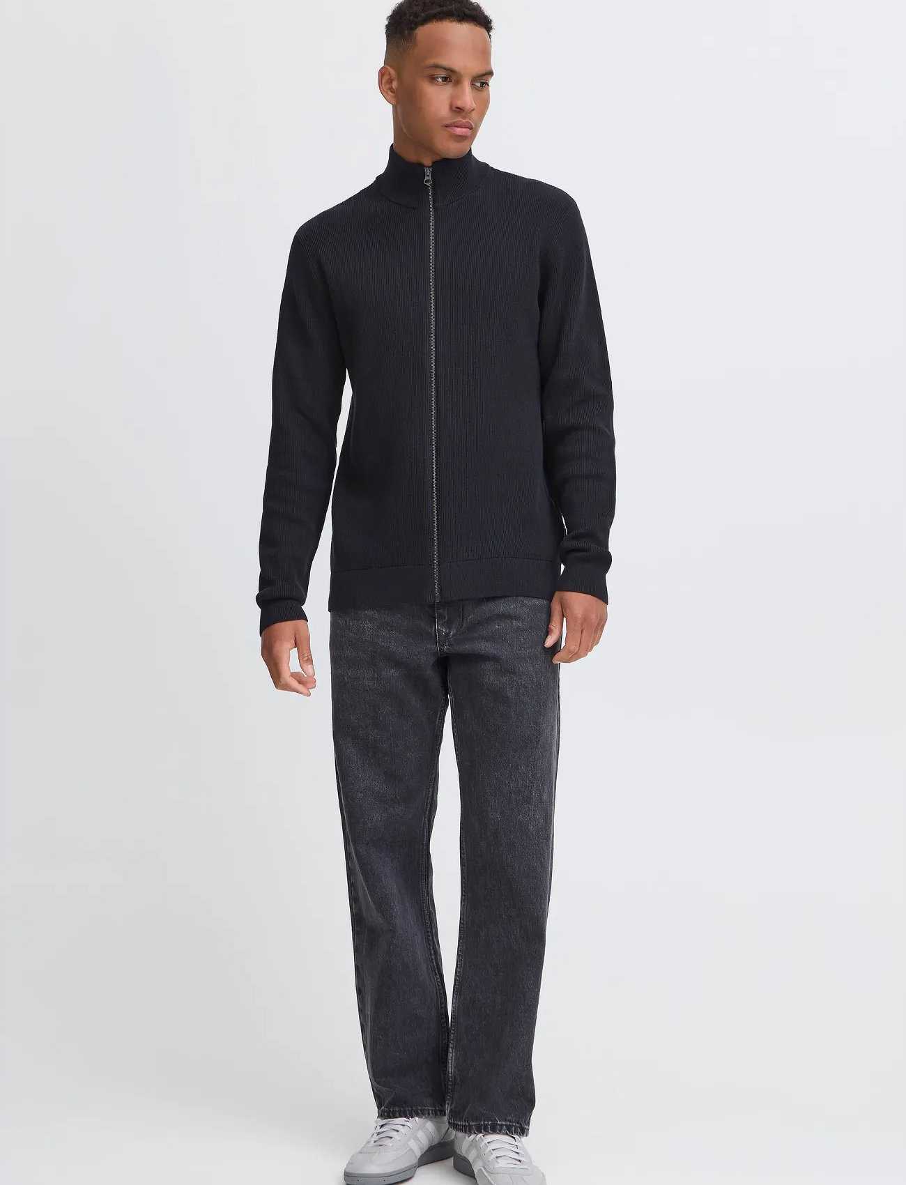 Blend Bhbadal Pullover, L, Black, Strik > Trøjer Med Fuld Lynlås, Herre