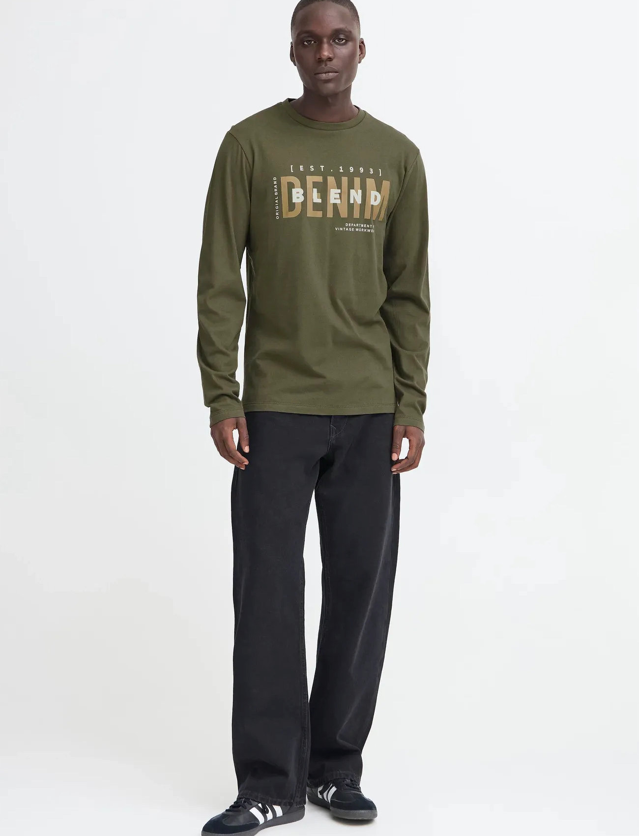 Blend Tee Longsleeve, M, Khaki green, T-Shirts > Langærmede, Herre