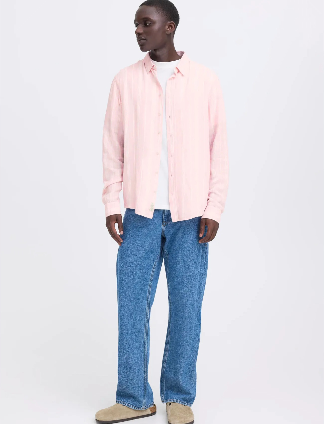 Blend Bhbobby Linen Stripe, XL, Pink, Shirts > Striped Shirts, Herre