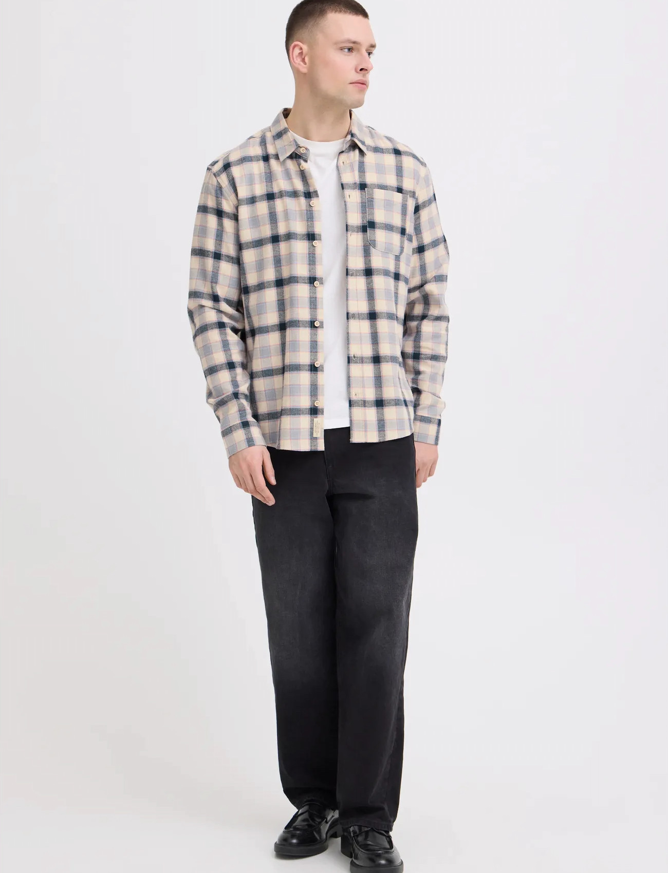 Blend Bhdevon Shirt Check, M, Cream, Skjorter > Afslappet Shirts, Herre