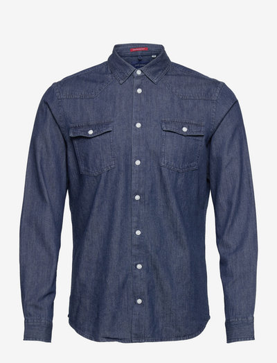 BHNANTES - Denim Shirt Regular fit - podstawowe koszulki - denim middle blue