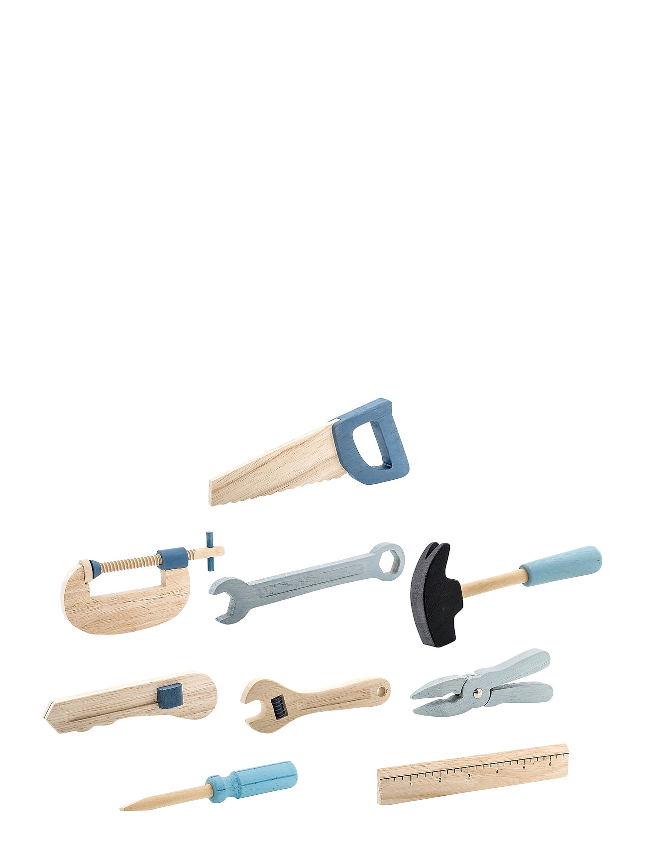 Robin Toy Tool Set, Blue, Beech Set Of 9 Toys Role Play Toy Tools Blå Bloomingville