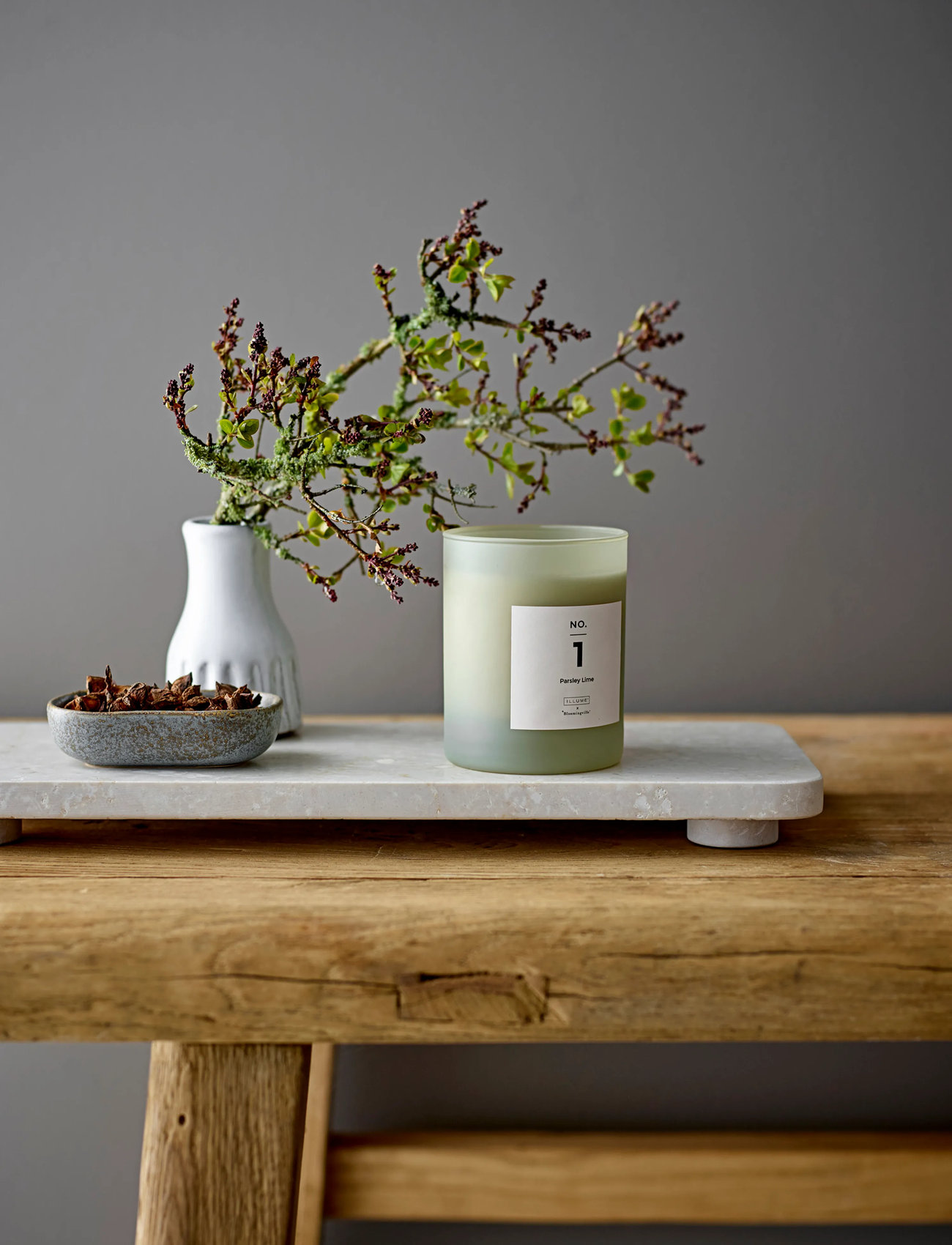 Bloomingville No.1-Parsley Lime Scent Candle, H10 cm, Green, Stearinlys > Bloklys, Unisex