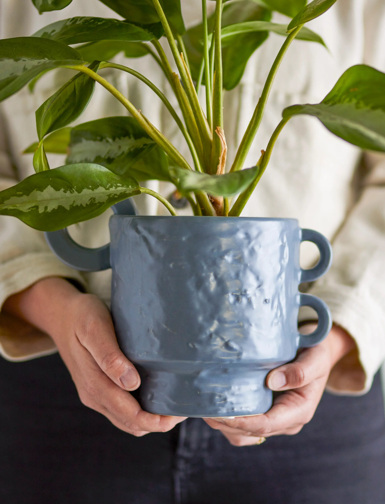 Bloomingville Alfine Flowerpot, 24X15X19 cm, Blue, Dekoration > Blomsterpotter, Unisex