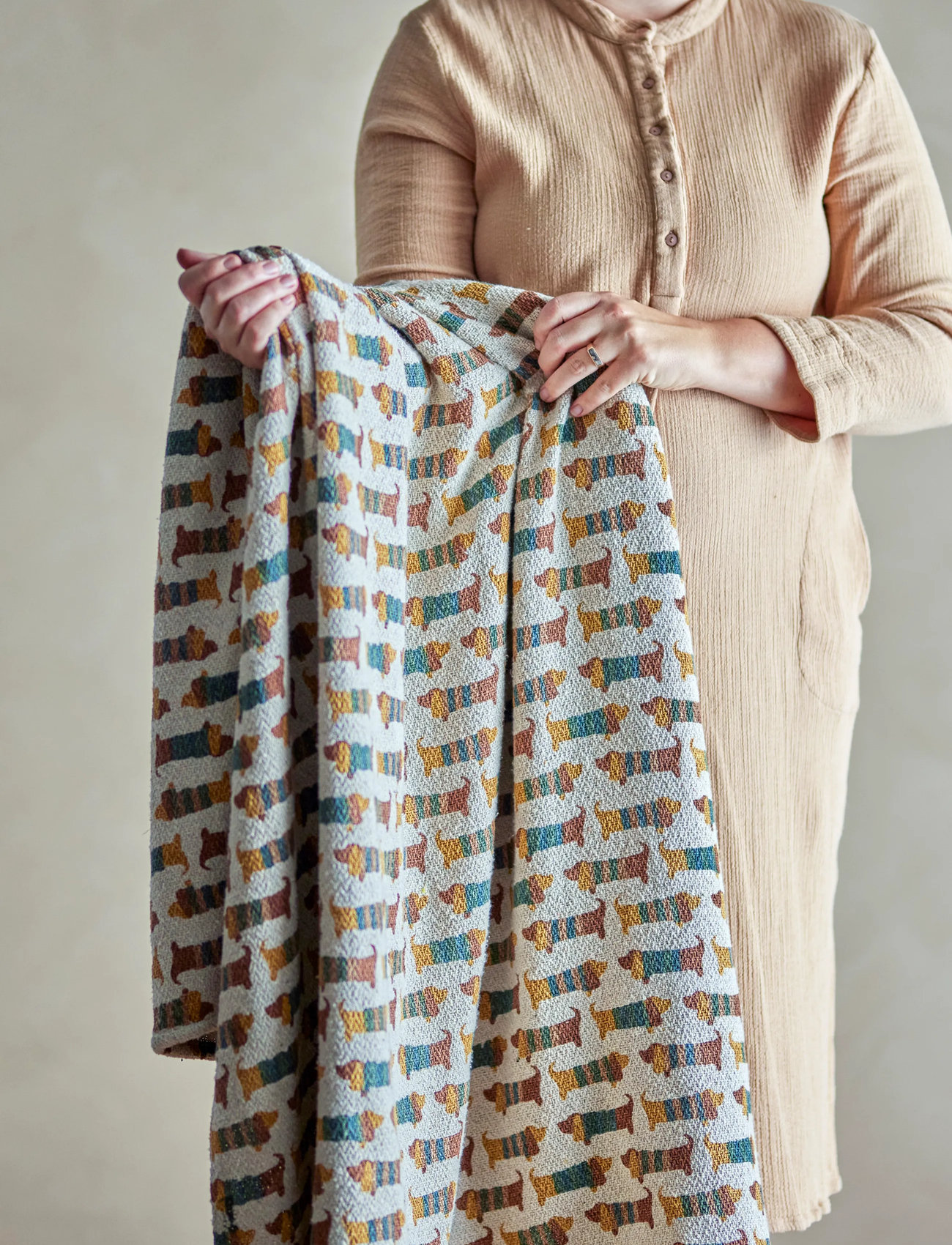Bloomingville Charlie Throw, Brown, Recycled Cotton, 160X130 cm, Multi/patterned, Søvntid > Tæpper Og Dyner, Børn