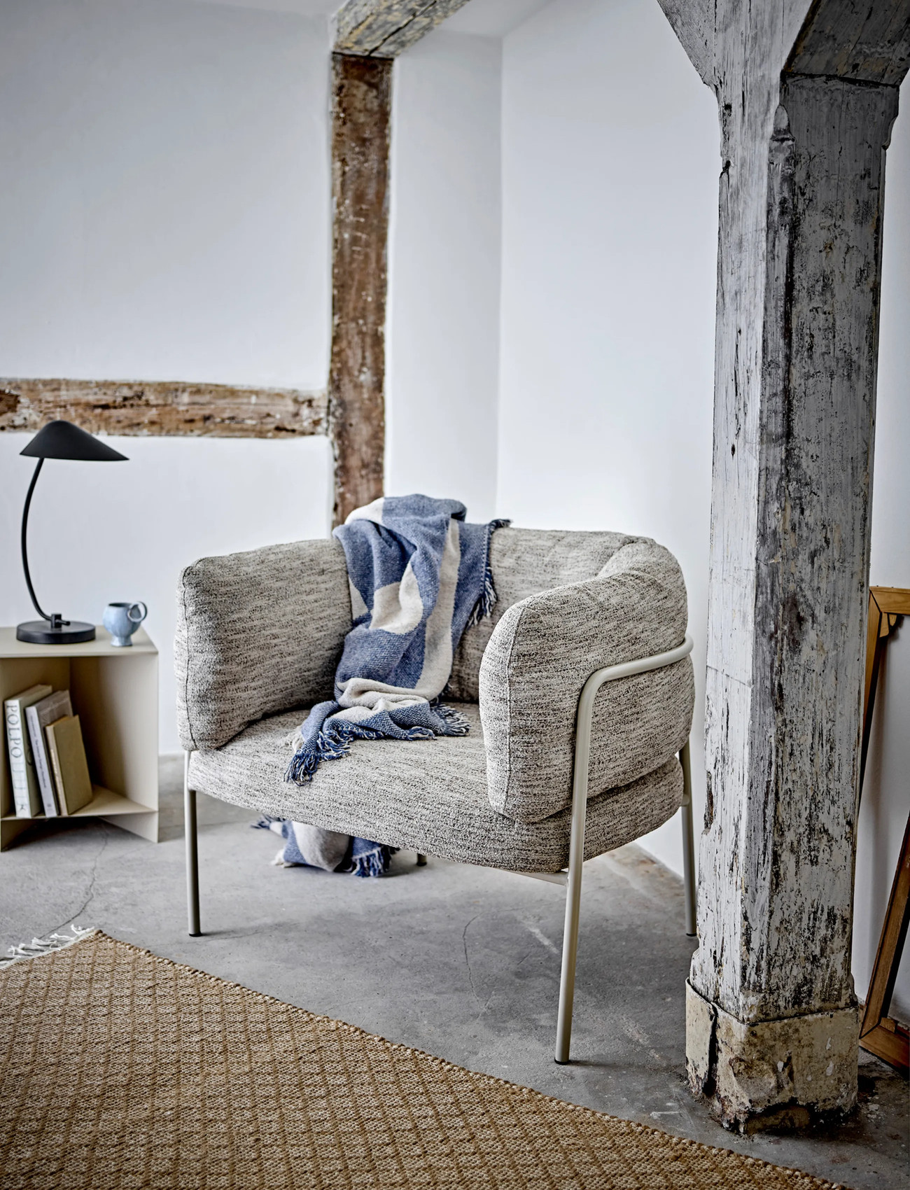 Bloomingville Agno Throw, Blue, Recycled Cotton, 160X130 cm, Blue, Puder & Tæpper > Tæpper & Plaider, Unisex