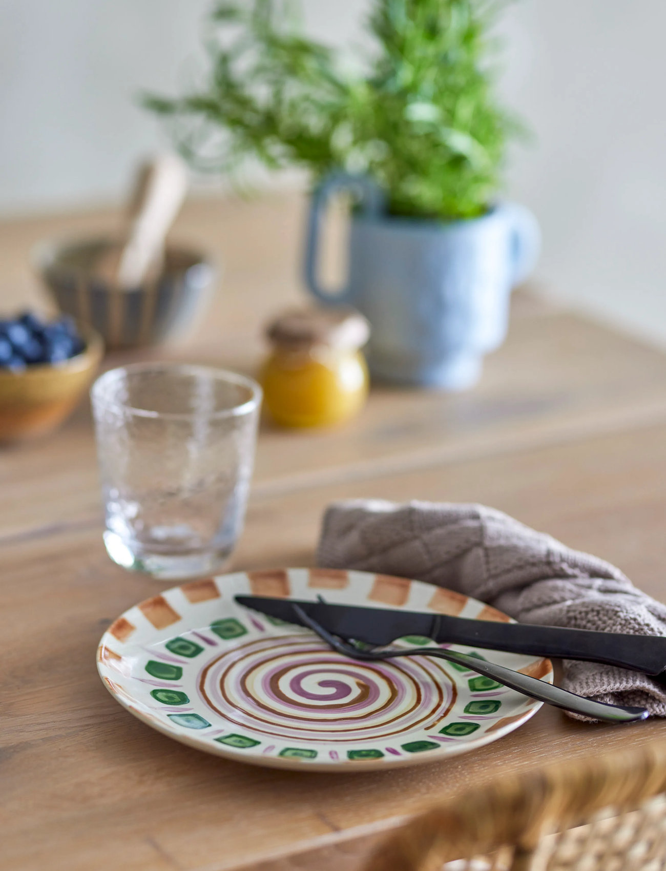 Bloomingville Shama Plate, Ø 20.5 cm, Multi/patterned, Tallerkener > Middagstallerkener, Unisex