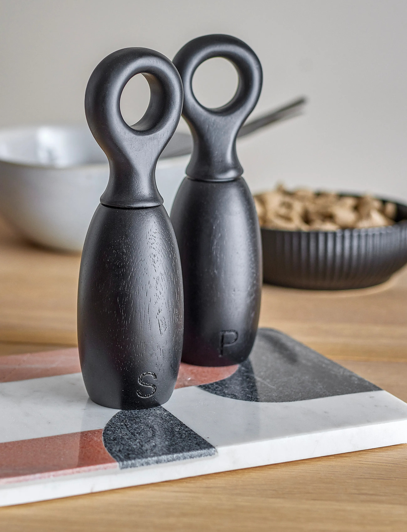 Bloomingville Martim Salt & Pepper Mill, Black, Rubberwood, 45 ml, Black, Kværne > Salt- Og Peberbøsser, Unisex