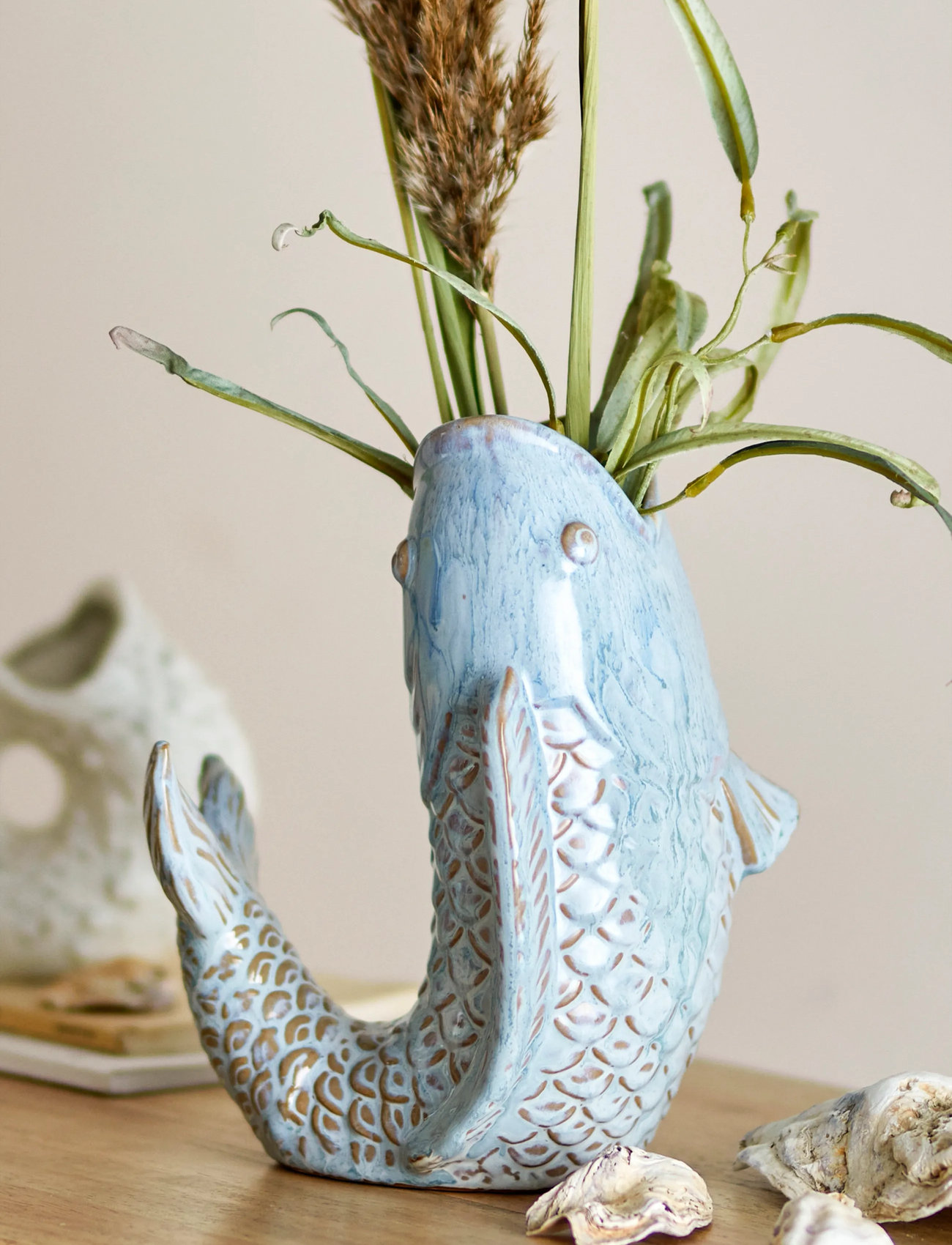 Bloomingville Hiro Vase, 21 cm, Blue, Vases > Other Vases, Unisex