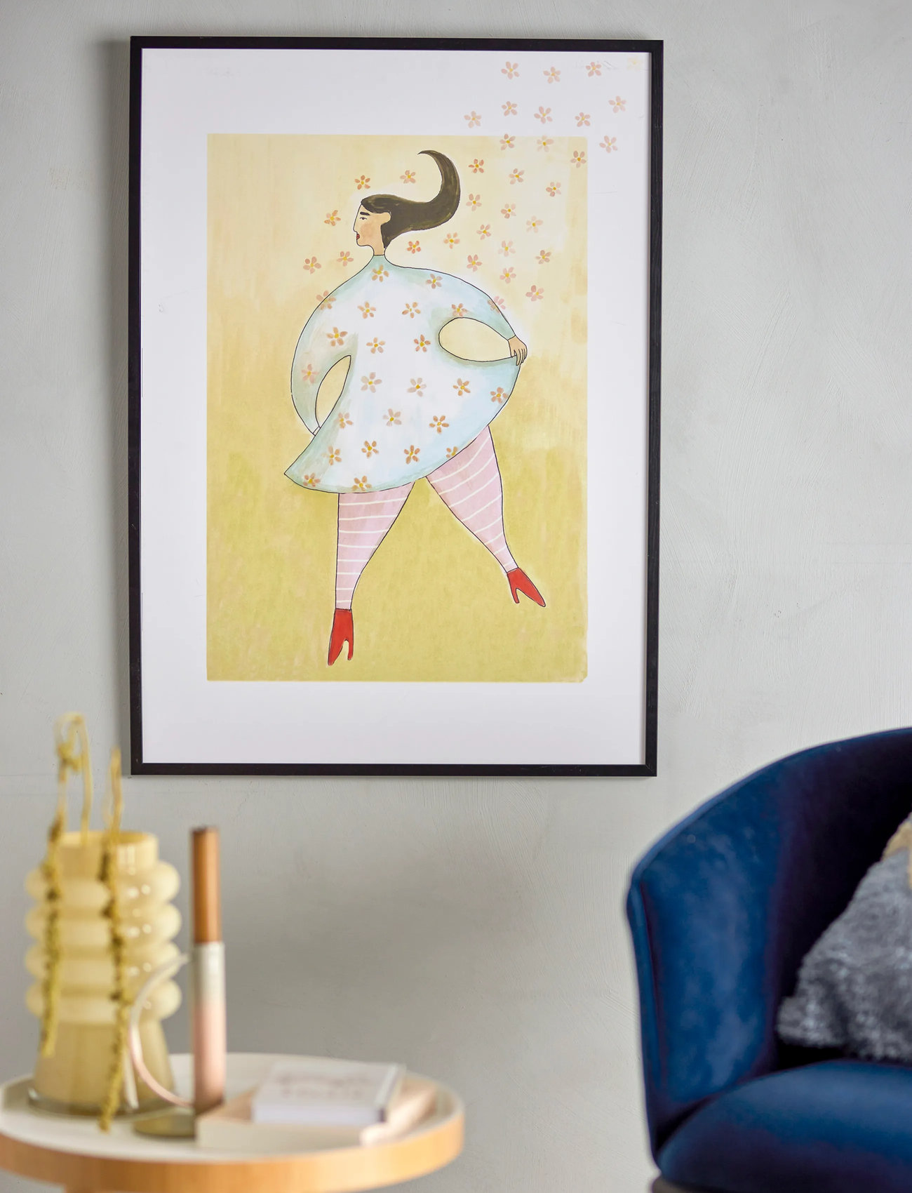 Bloomingville Ajo Illustration W/ Frame, 52X72 cm, Multi/patterned, Plakater > Illustrationer, Unisex