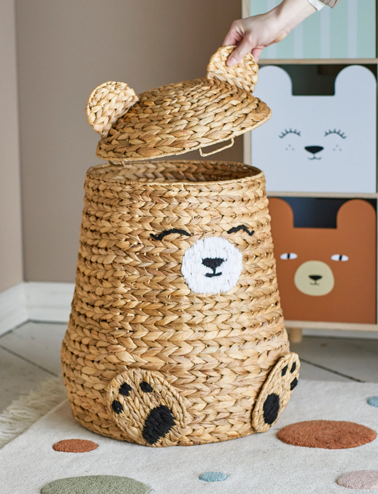 Bloomingville Timone Basket W/Lid, 57 cm, Beige, Opbevaring > Opbevaringskurve, Børn