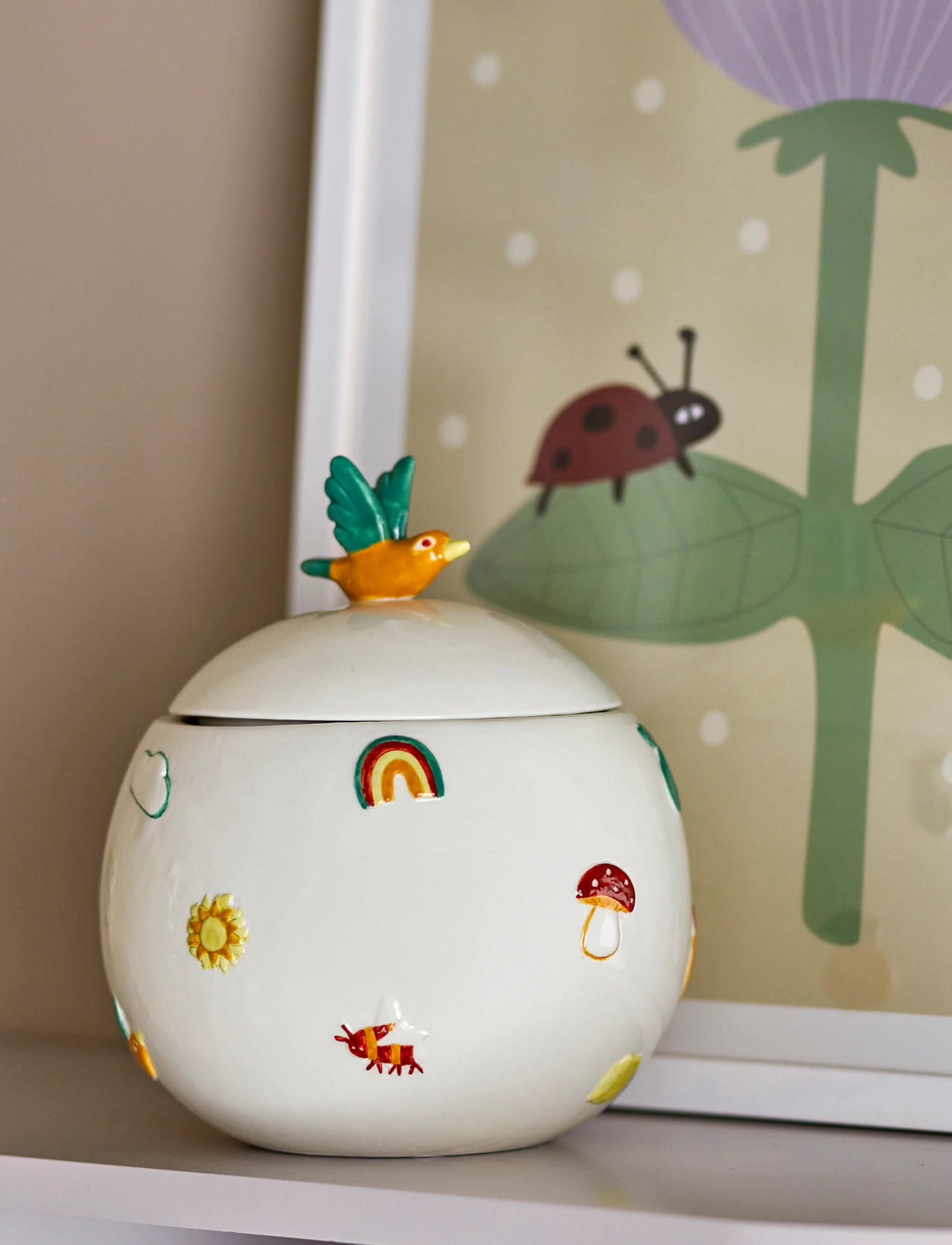 Bloomingville Agnes Jar W/Lid, 590 ml, White, Køkkenopbevaring > Køkkenkrukker, Unisex