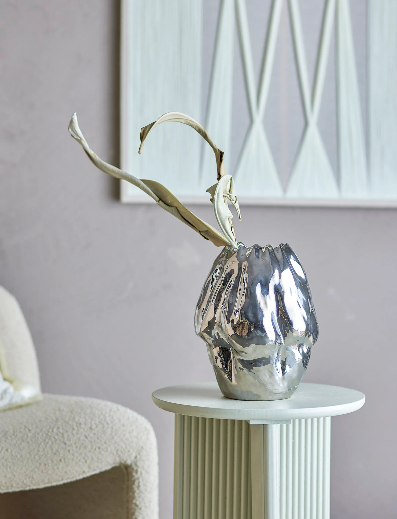 Bloomingville Bobby Vase, Ø 23.5 cm, Silver, Vases > Other Vases, Unisex