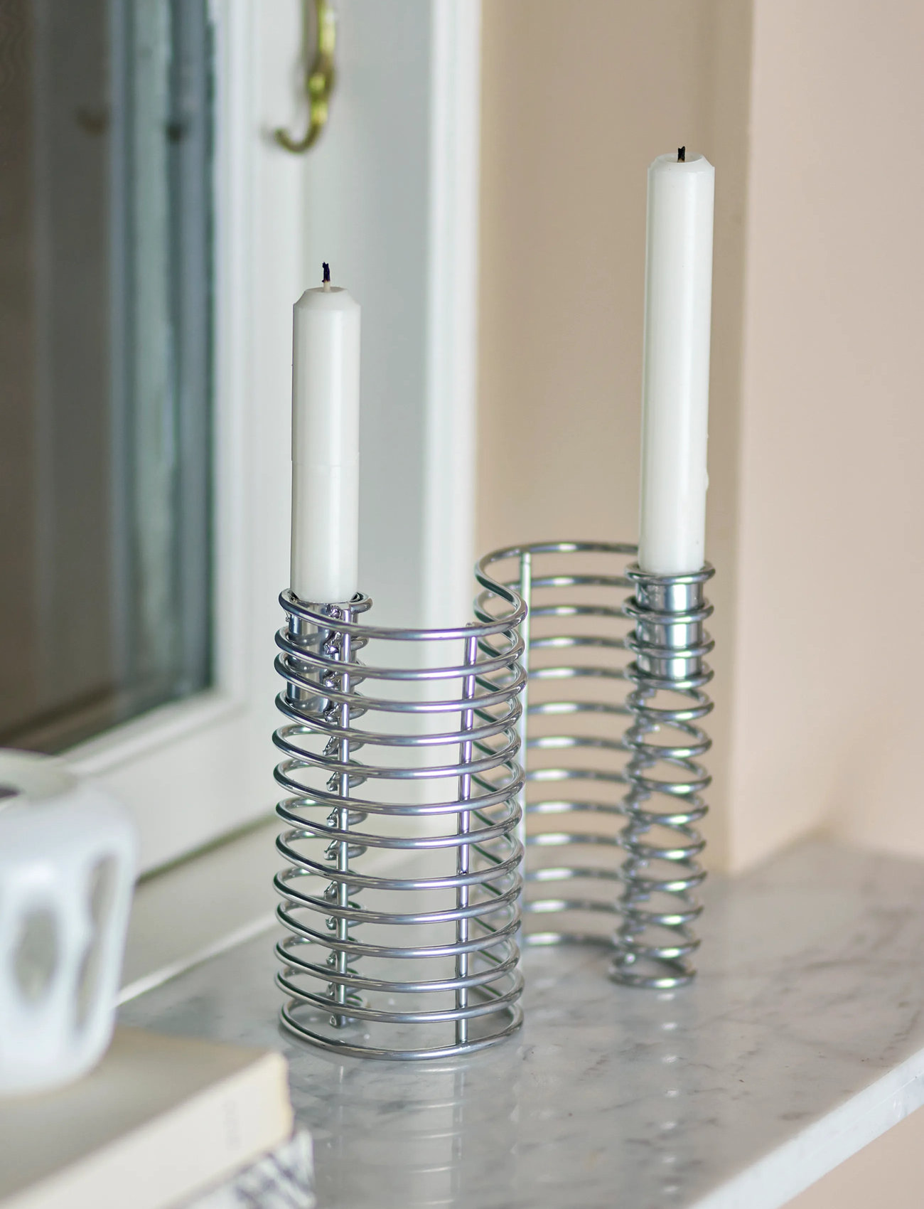 Bloomingville Wavela Candle Holder, 14.5 cm, Silver, Lysestager & Lanterner > Lysestager, Unisex