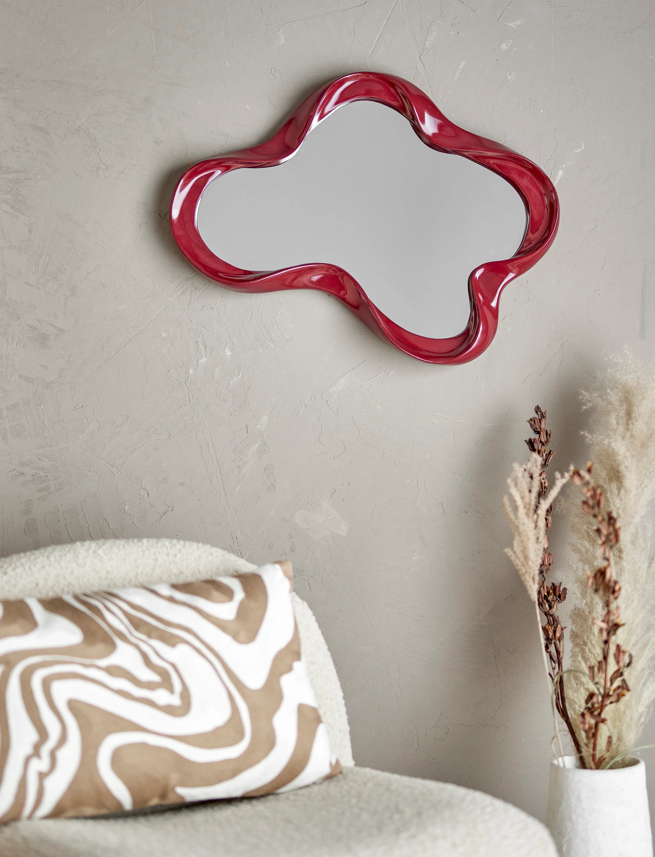 Bloomingville Violeta Wall Mirror, 61.5 cm, Burgundy, Spejle > Vægspejle, Unisex