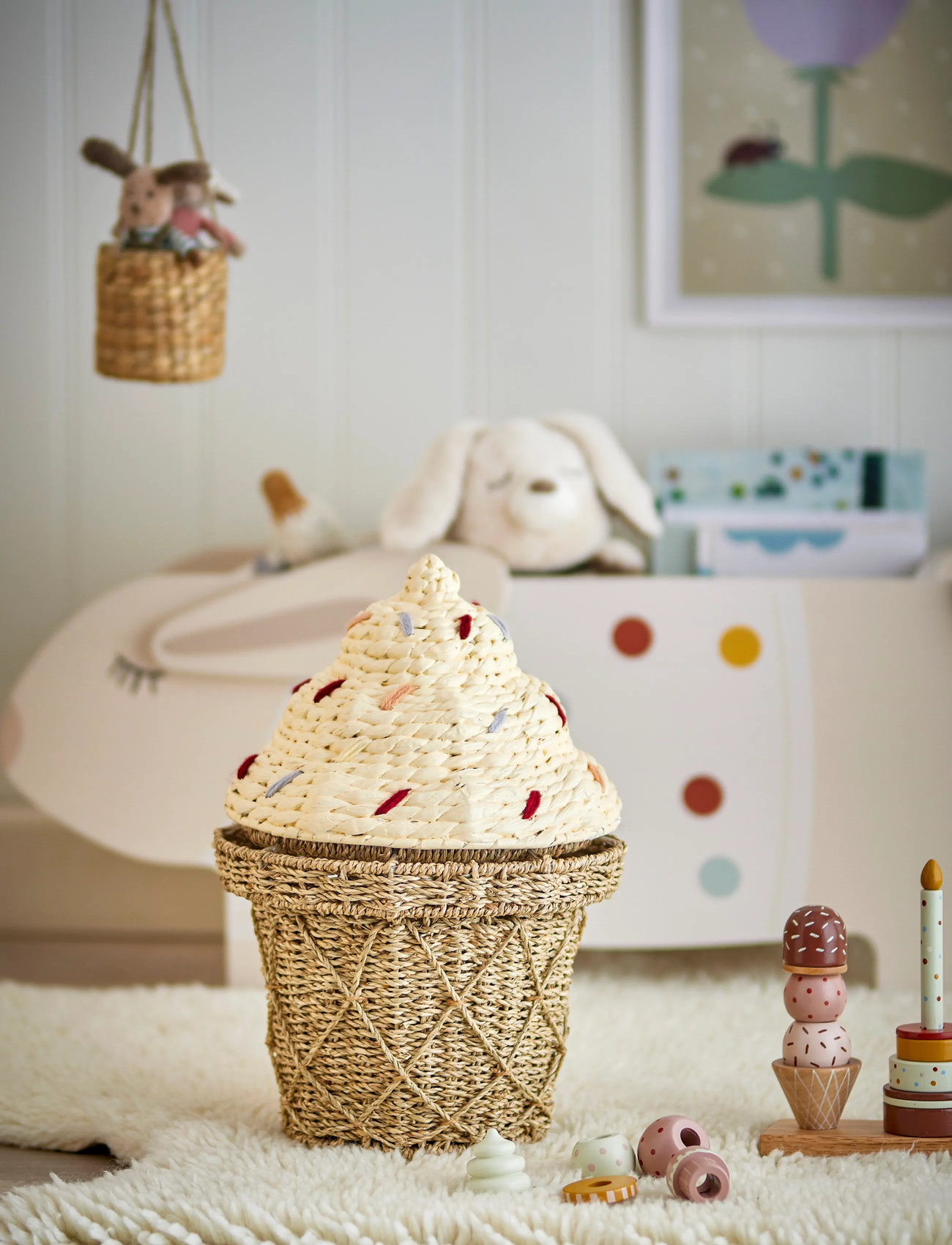 Bloomingville Cillie Basket W/Lid, Ø 28 cm, Beige, Opbevaring > Opbevaringskurve, Børn