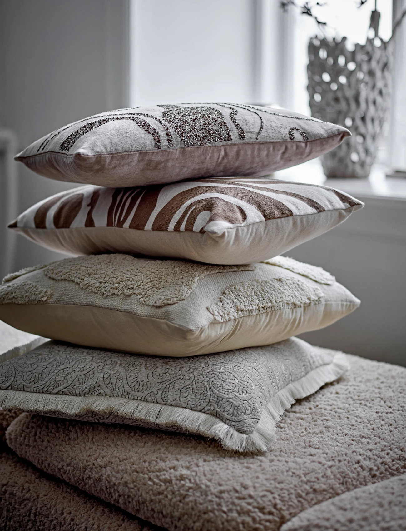 Bloomingville Adelona Cushion, 50X35 cm, Beige, Puder & Tæpper > Puder, Unisex