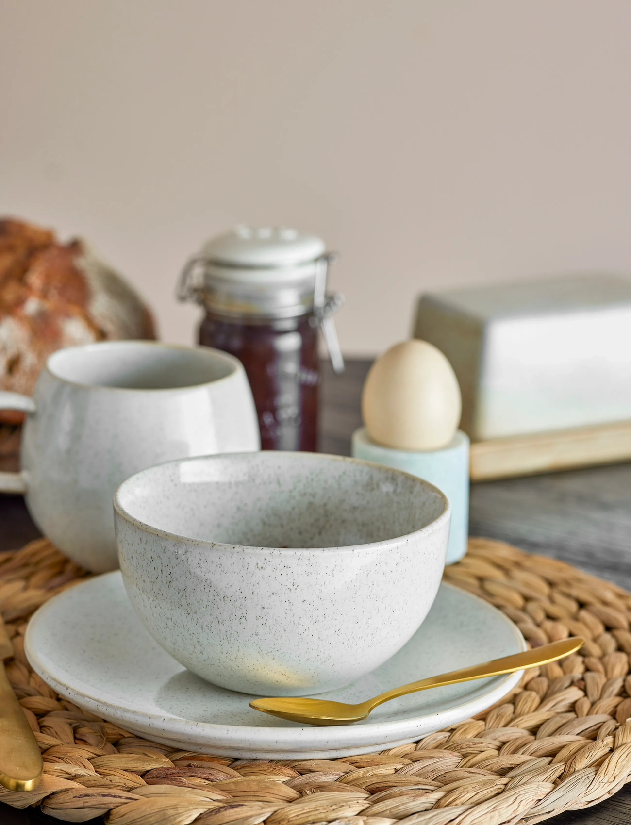 Bloomingville Addison Dinnerware Set, White, Stoneware, One Size, White, Tallerkener > Borddækning & Sæt, Unisex