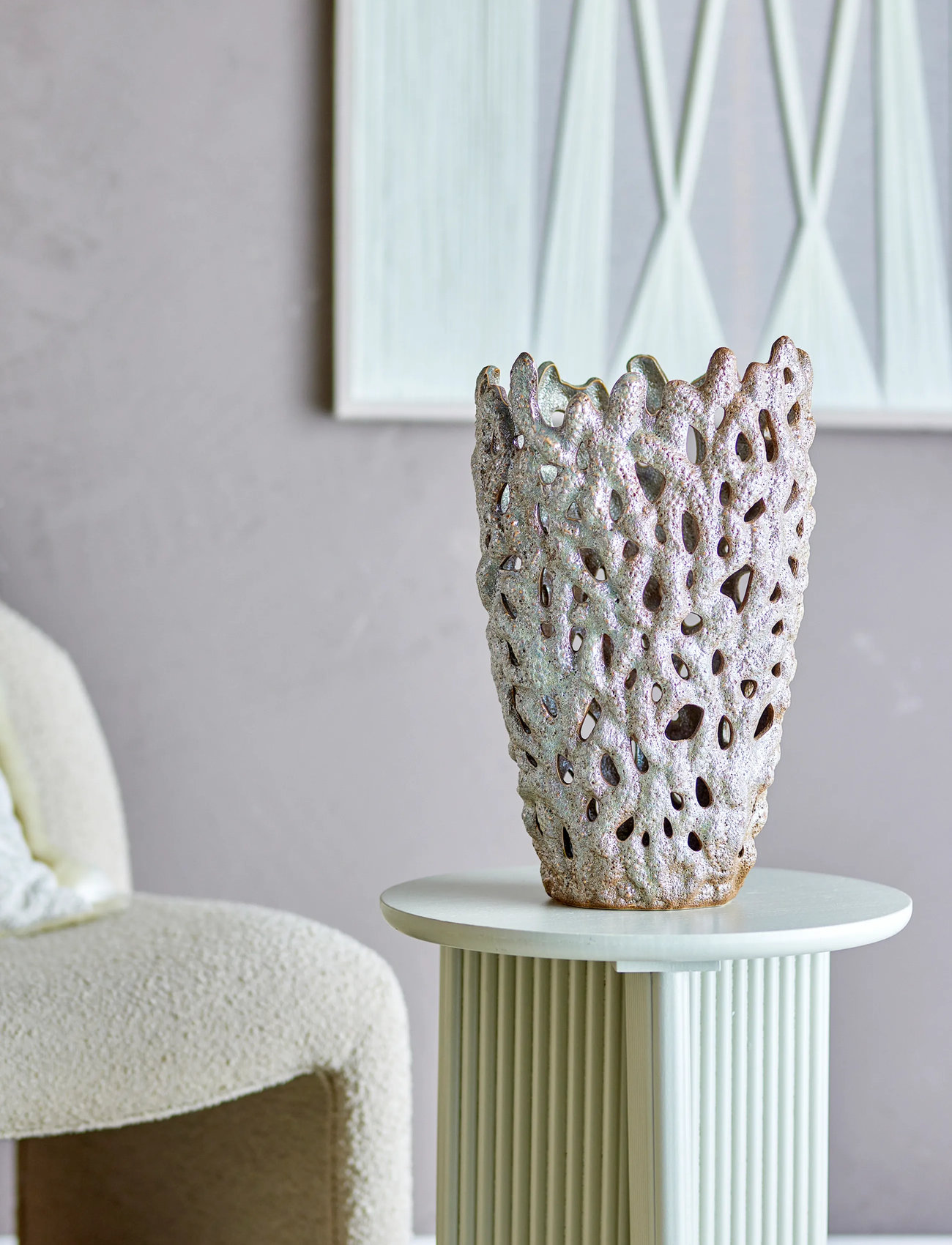 Bloomingville Eunice Deco Vase, Ø 22.5 cm, White, Vases > Other Vases, Unisex