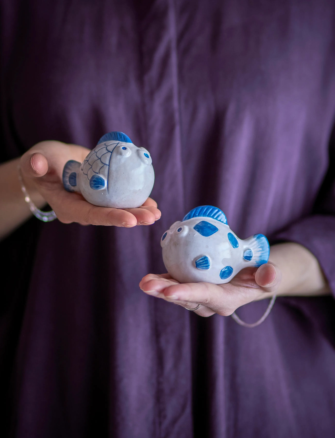 Bloomingville Fugu Salt & Pepper Shaker Set, 35 ml, Navy, Kværne > Salt- Og Peberbøsser, Unisex