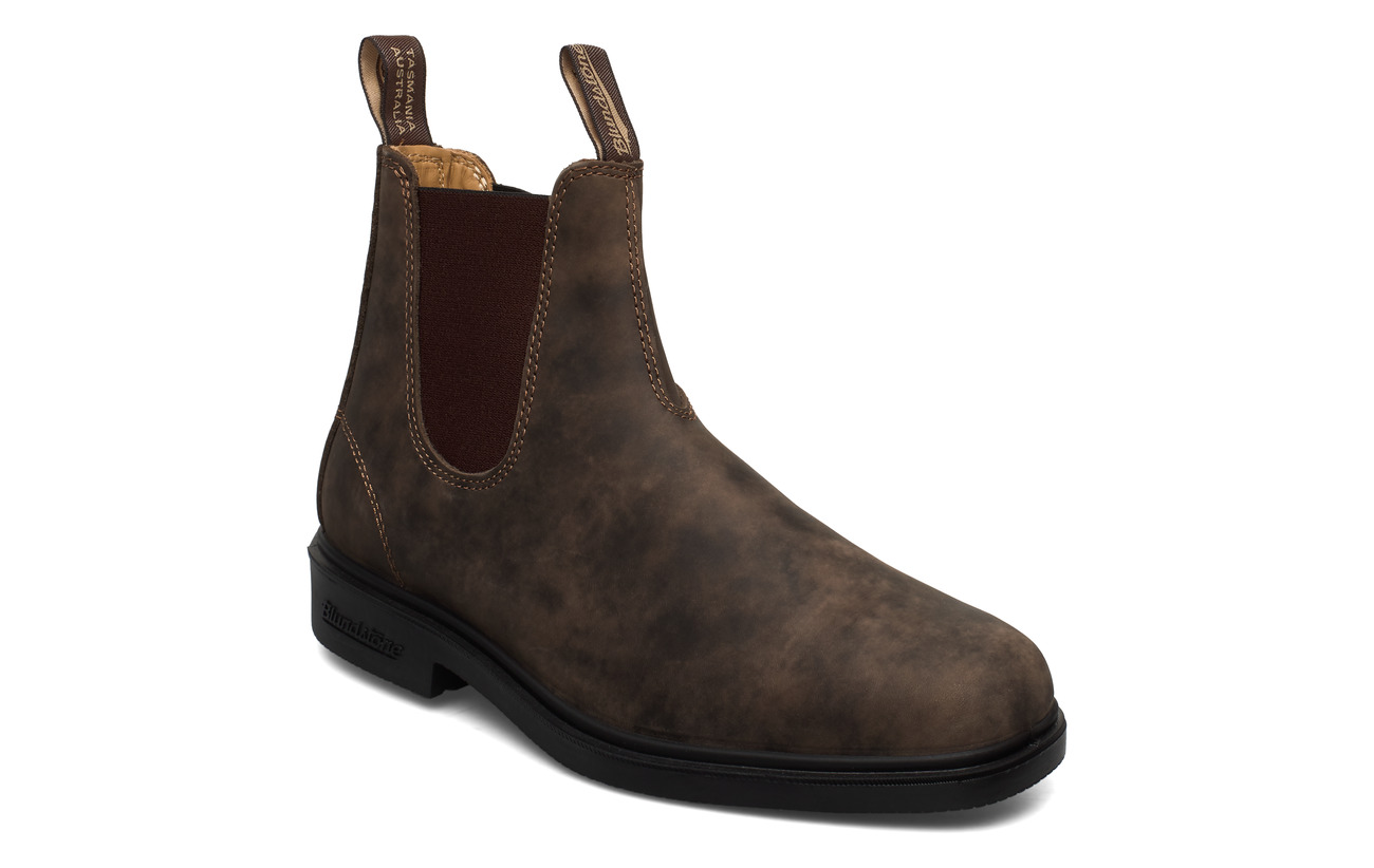 blundstone dress boots rustic brown