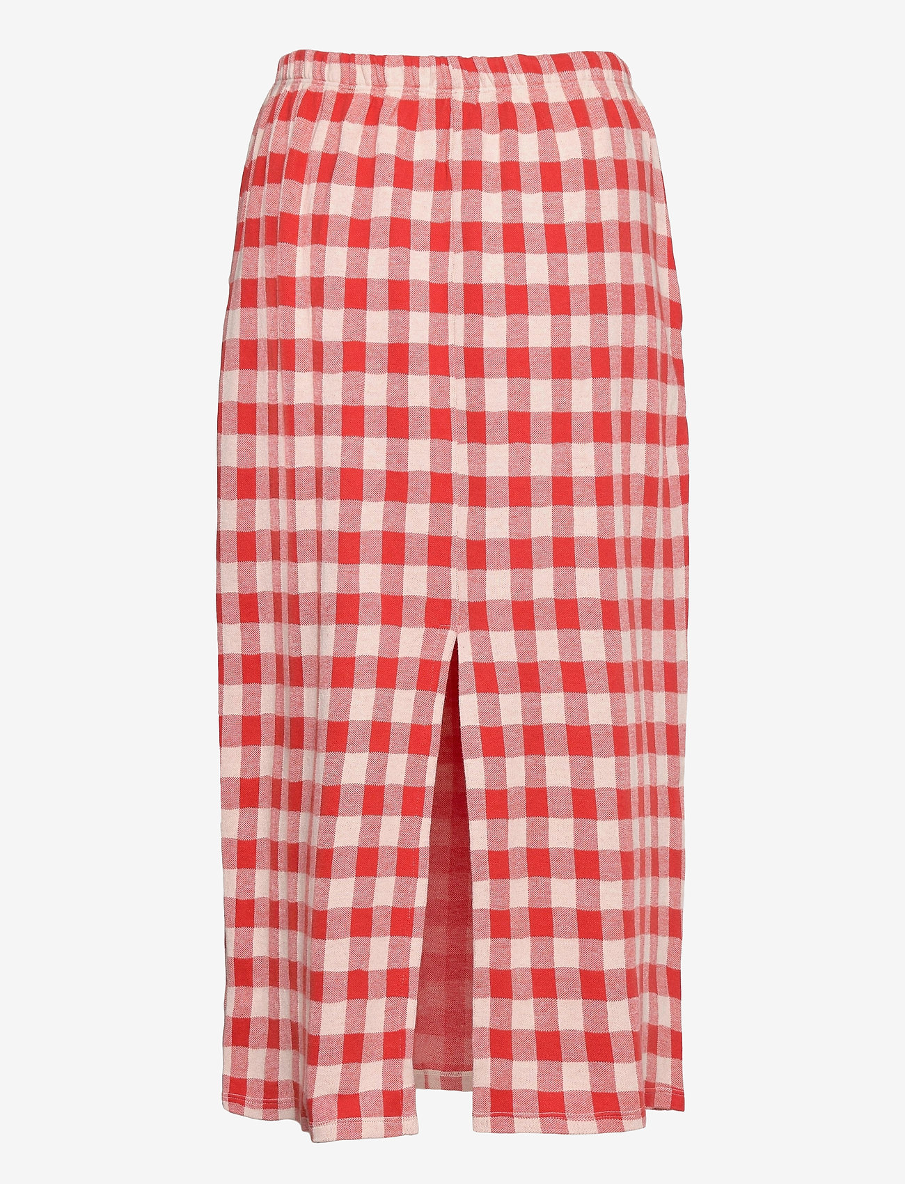 gingham skirt red