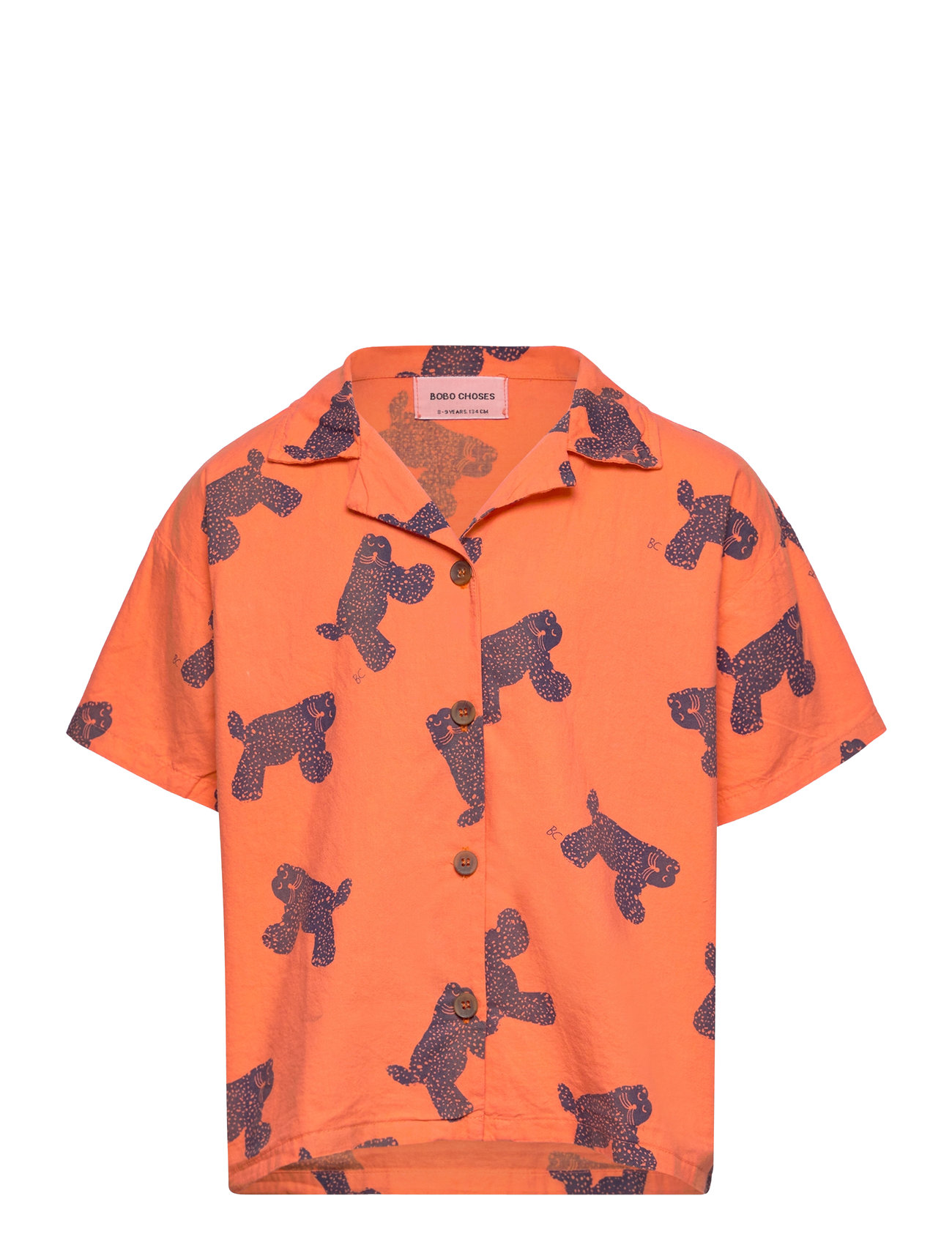 Big Cat All Over Woven Shirt Tops Shirts Short-sleeved Shirts Multi/patterned Bobo Choses