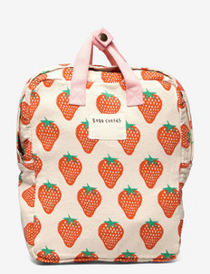 Strawberry all over school bag - reput - beige