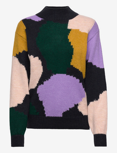 Multicolour jacquard high neck knitted jumper - coltruien - multi coloured