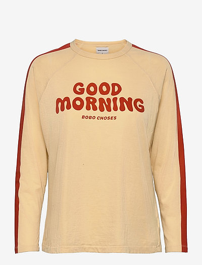 Good morning Long Sleeve Organic Cotton T-shirt - topi ar garām piedurknēm - soybean