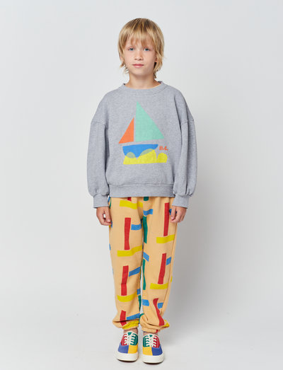 Multicolor Sail Boat sweatshirt - medvilniniai megztiniai ir džemperiai su gobtuvu - grey