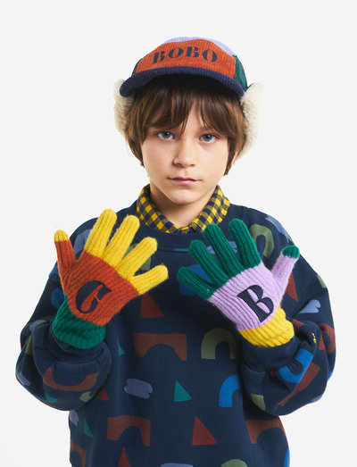 BC color block knitted gloves - cimdi - multi coloured