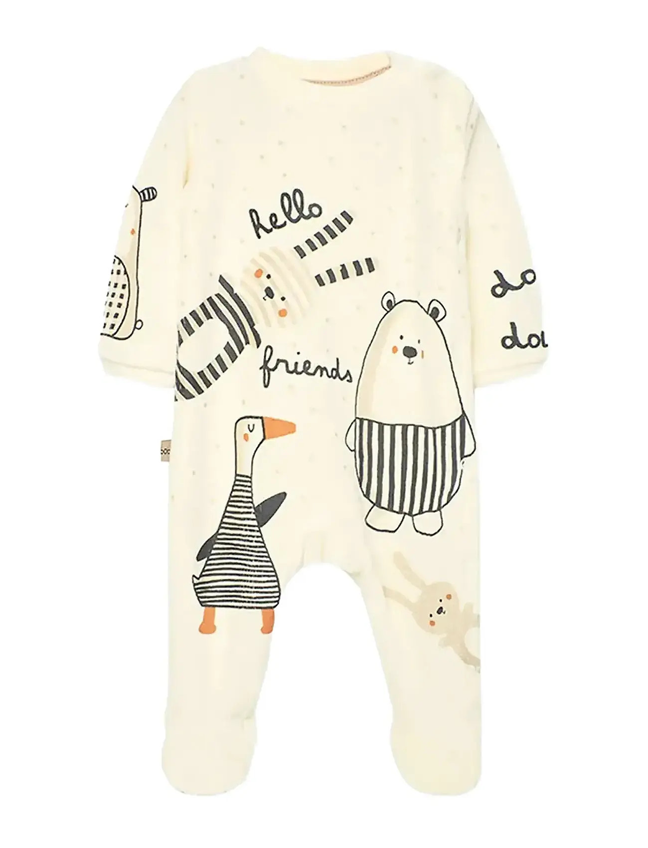 Boboli Velour Play Suit For Baby -Bci, 86, Cream, Bodysuits > Langærmede Bodysuits, Børn