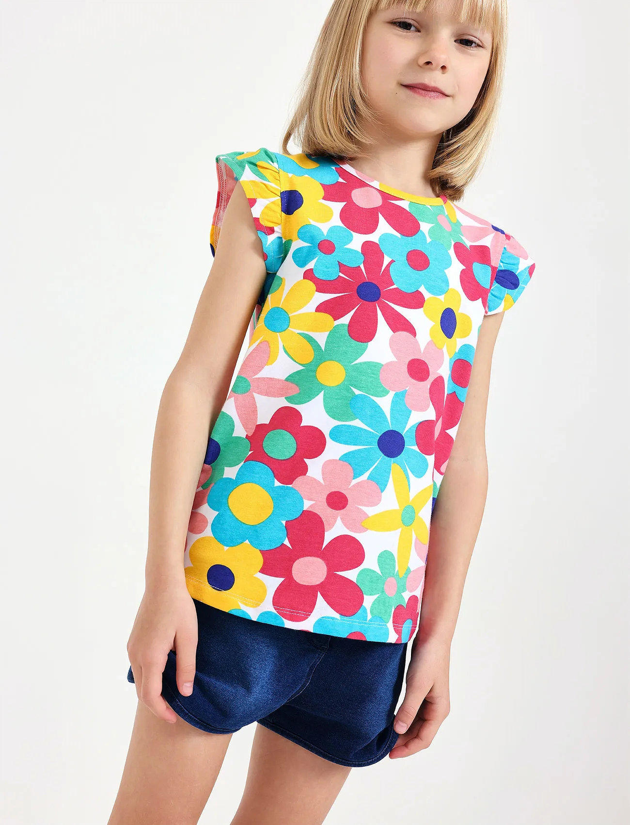 Boboli Knit T-Shirt Floral, 86, Multi/patterned, T-Shirts > Uden Ærmer, Børn