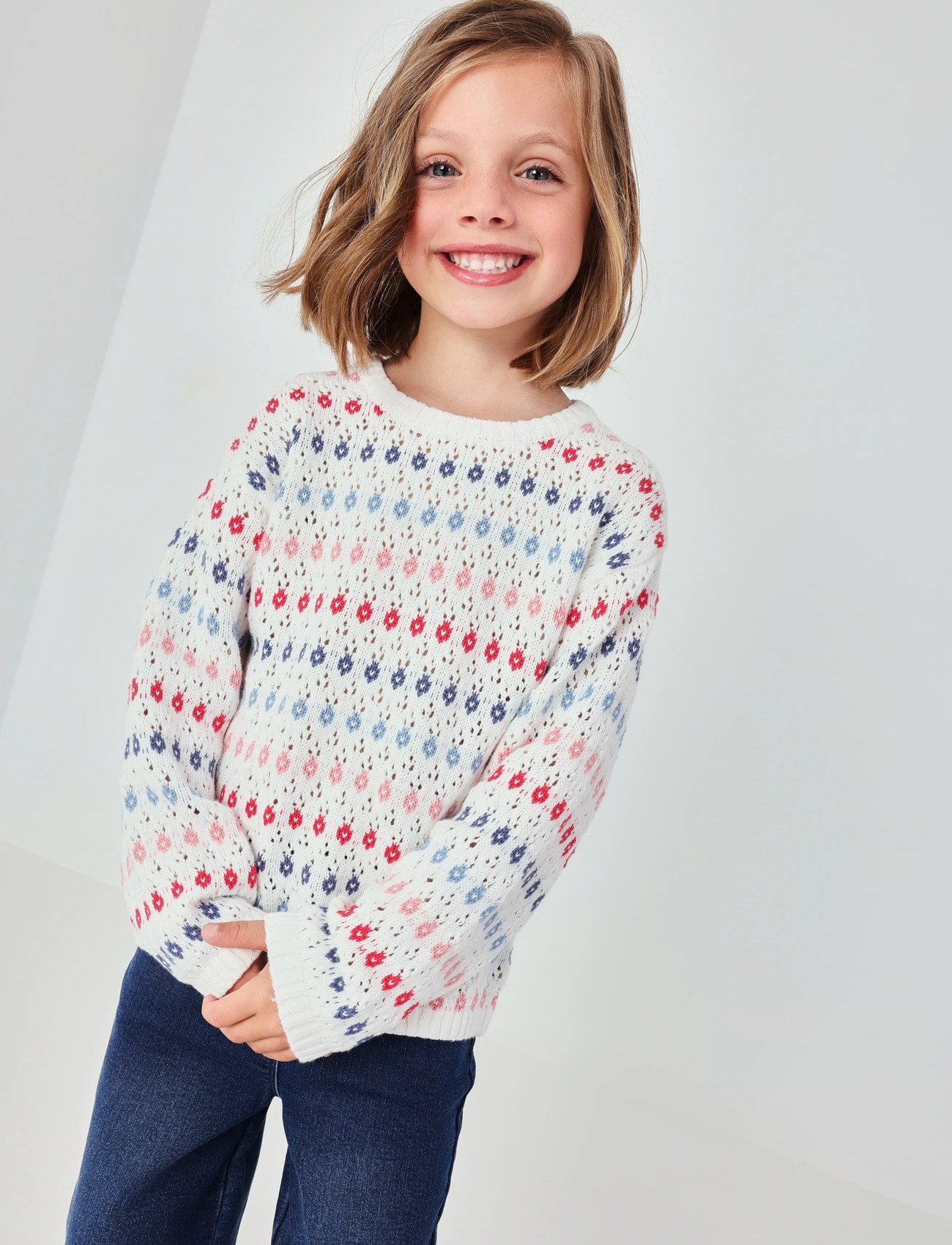 Boboli Knitwear Pullover For Girl -Bci, 128, White, Strik > Pullovere, Børn