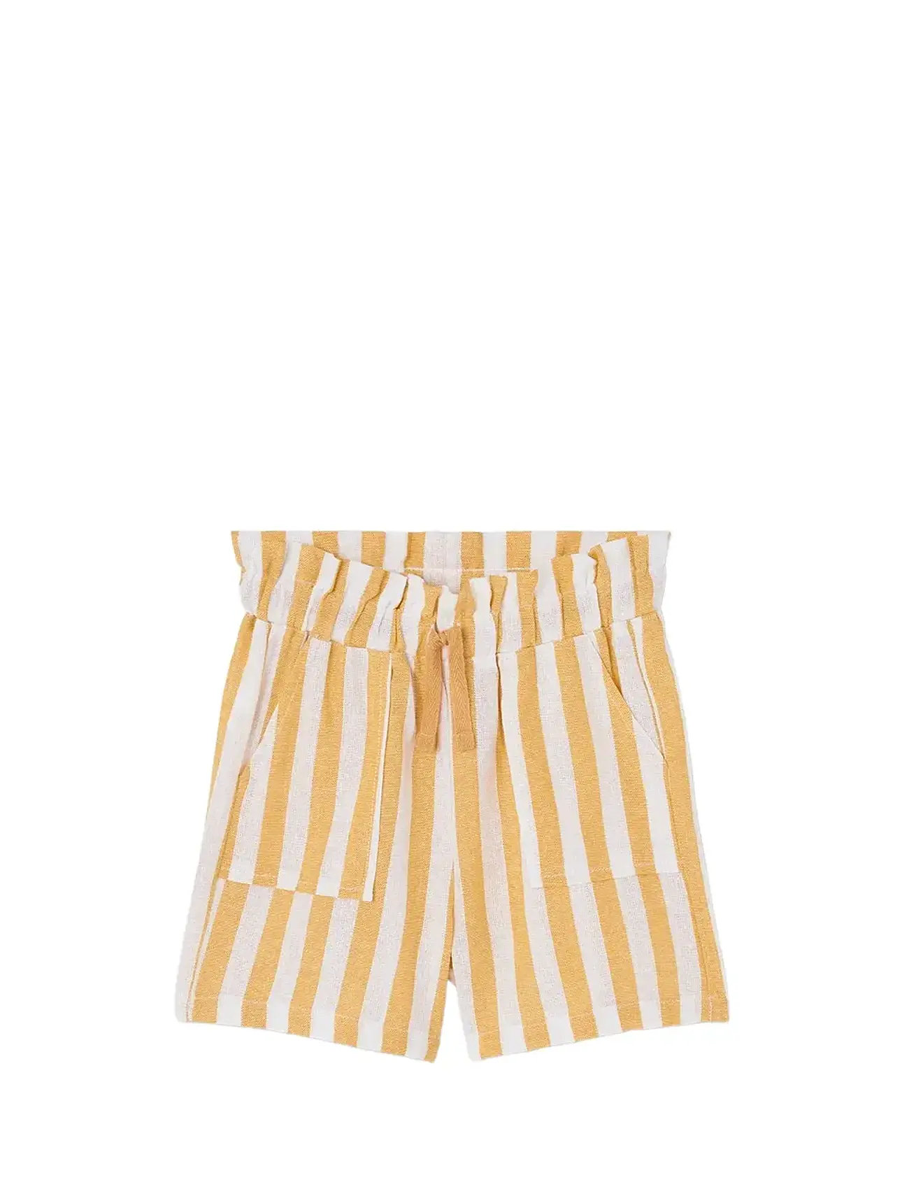 Boboli Linen Bermuda Shorts Striped For Girl, 140, Yellow, Shorts > Afslappede Shorts, Børn
