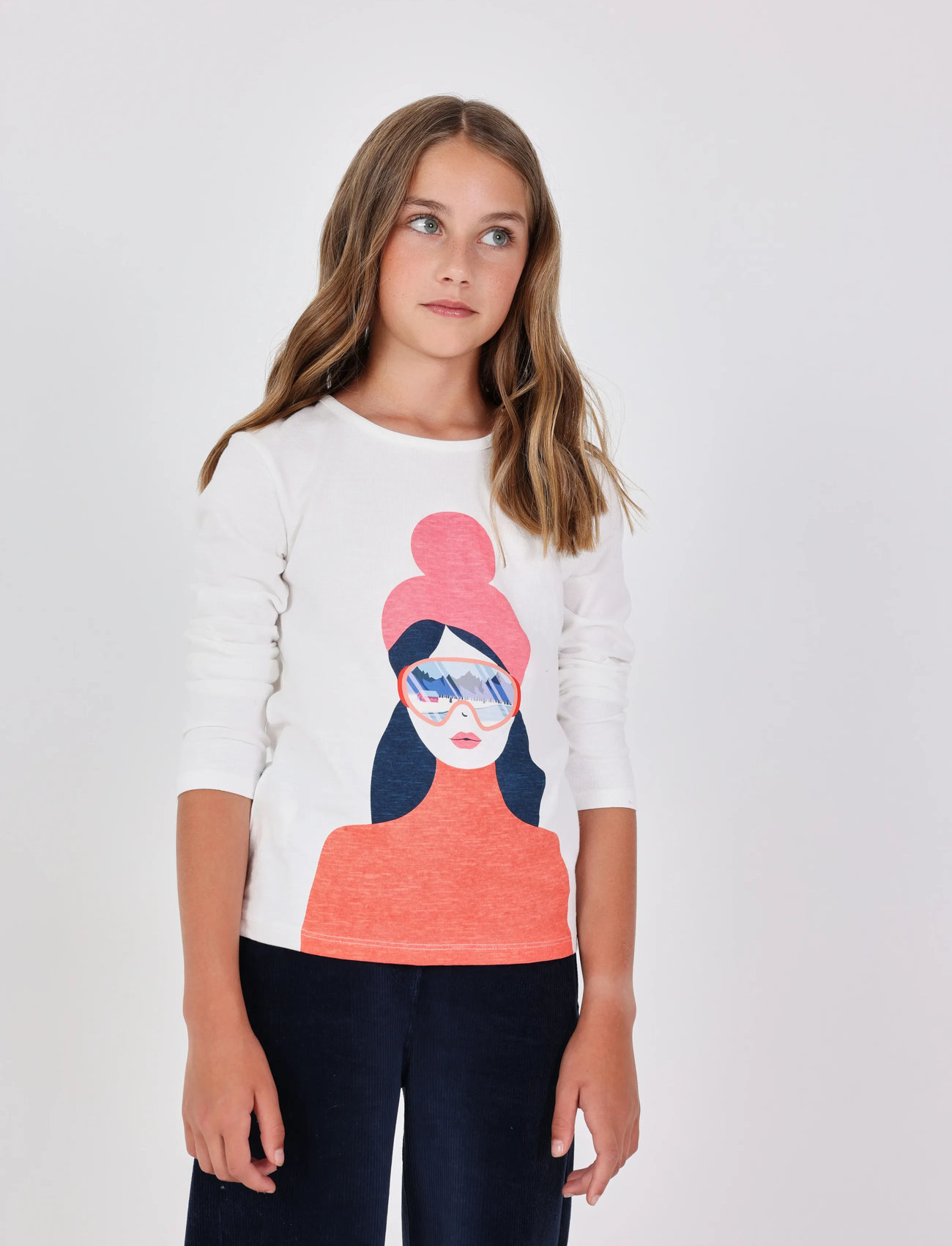Boboli Knit T-Shirt Flame, 116, White, T-Shirts > Langærmede T-shirts, Børn