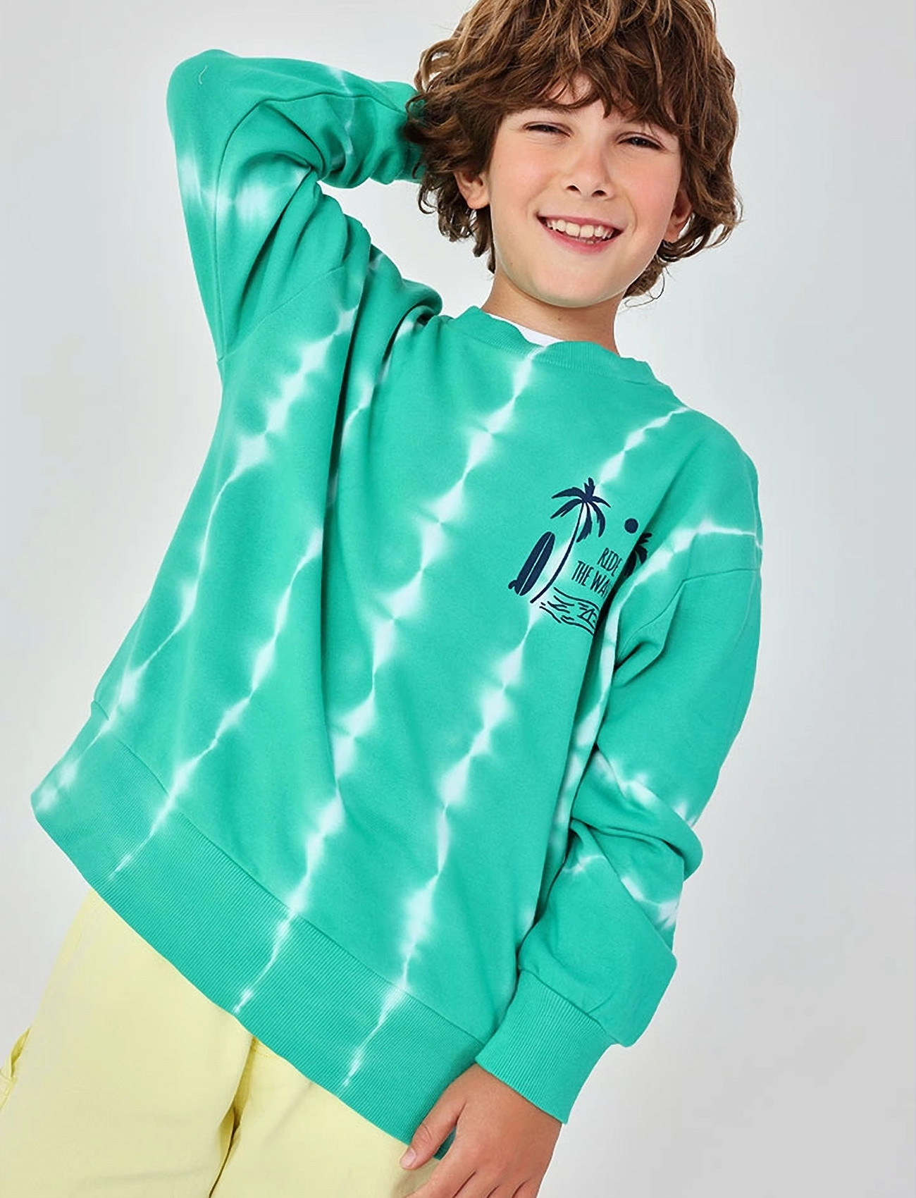 Boboli Fleece Sweatshirt Dye For Boy -Bci, 116, Green, Sweatshirts & Hættetrøjer > Sweatshirts, Børn
