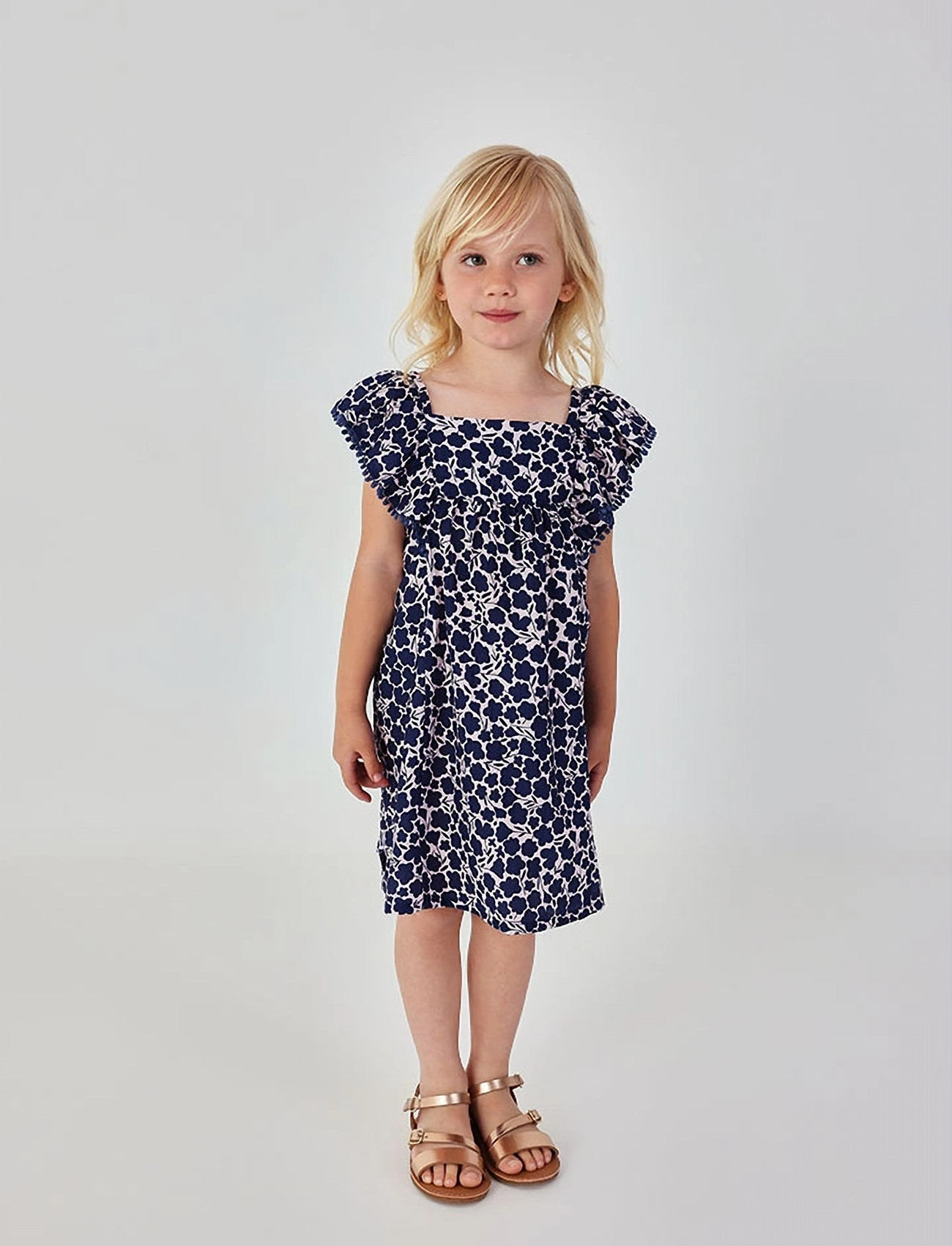 Boboli Viscose Dress Floral For Girl, 116, Blue, Fritidskjoler > Fritidskjoler Uden Ærmer, Børn