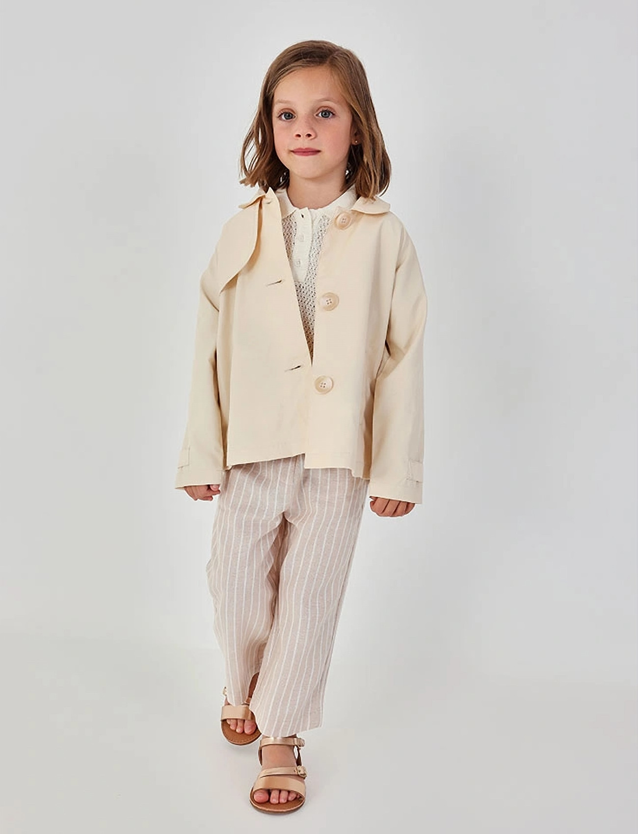 Boboli Linen Trousers Striped For Girl, 92, Beige, Underdele > Bukser, Børn