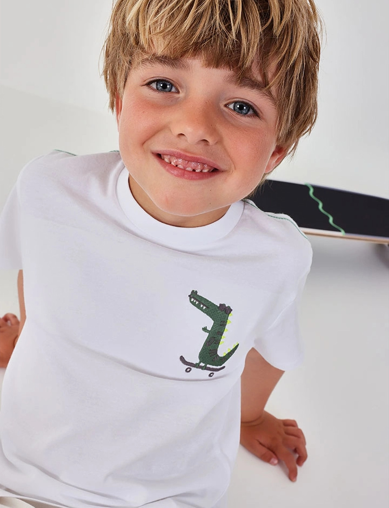 Boboli Knit T-Shirt For Boy -Bci, 92, White, T-Shirts > Kortærmede, Børn