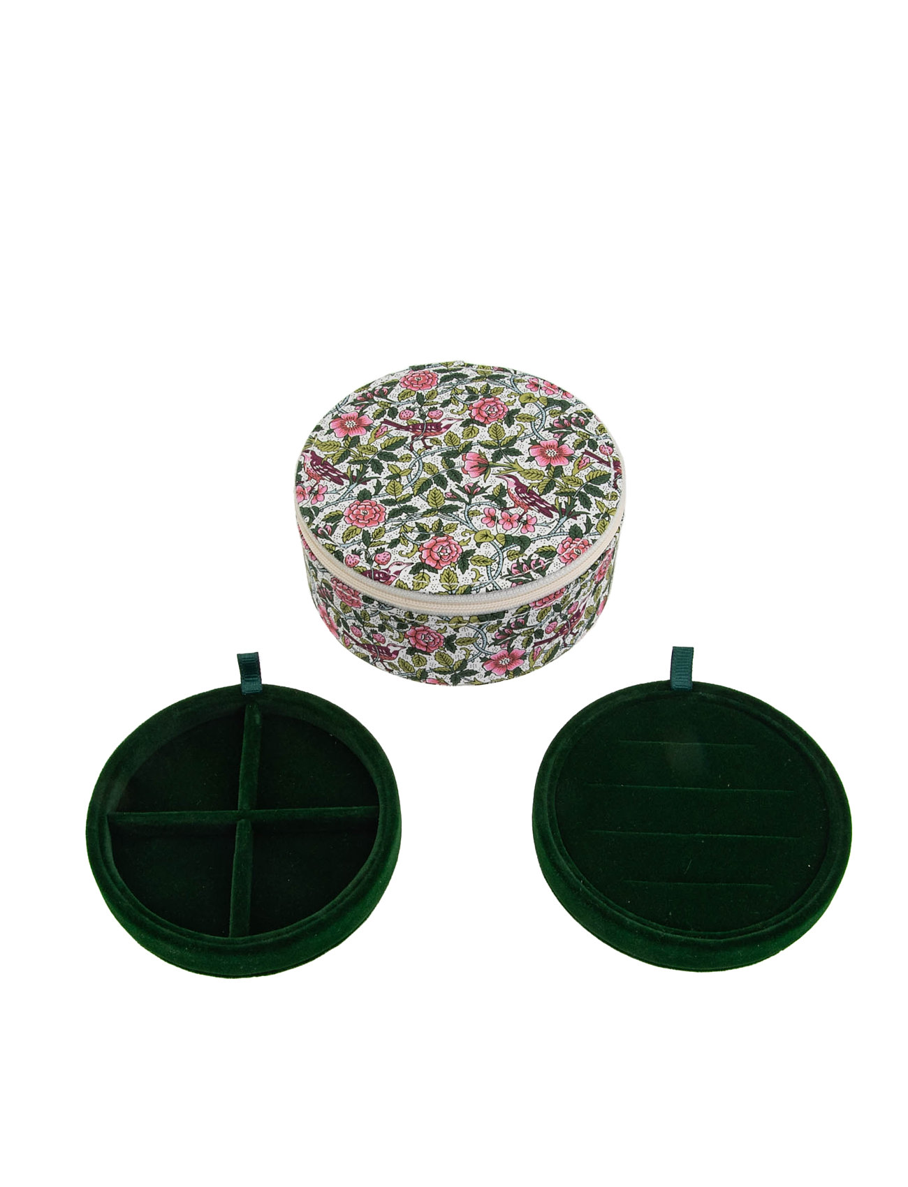 Jewelry Box Round Made With Liberty Strawberry Tree Green Accessories Jewellery Jewellery Boxes Multi/patterned Bon Dep