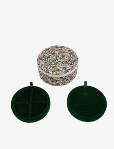 Jewelry box round made with Liberty Strawberry Tree green - jewellery boxes - liberty strawberry tree green