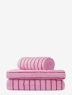 Naram guest towel - vannas dvieļi - baby pink and ski patrol red